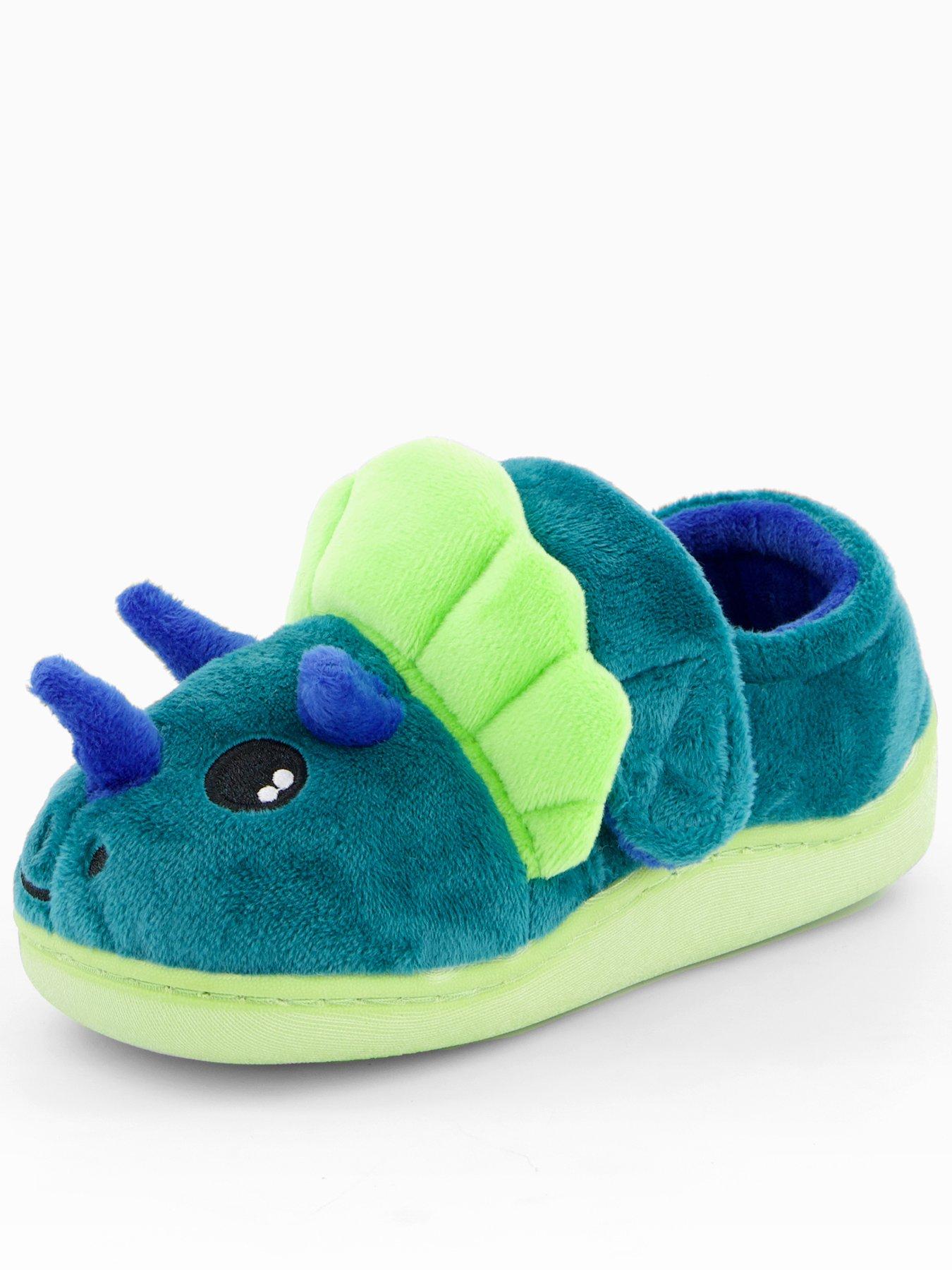 The Very Collection Younger Boys Dinosaur Touch Strap Slipper - Blue