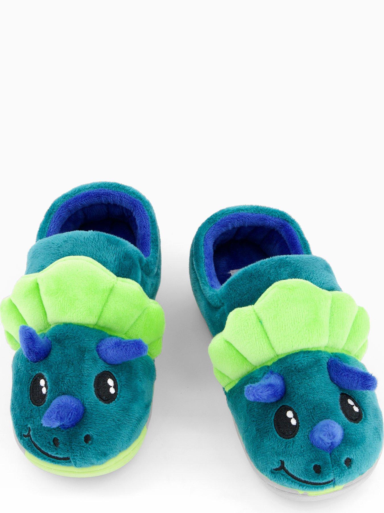 the-very-collection-younger-boys-dinosaur-touch-strap-slipper-blueoutfit