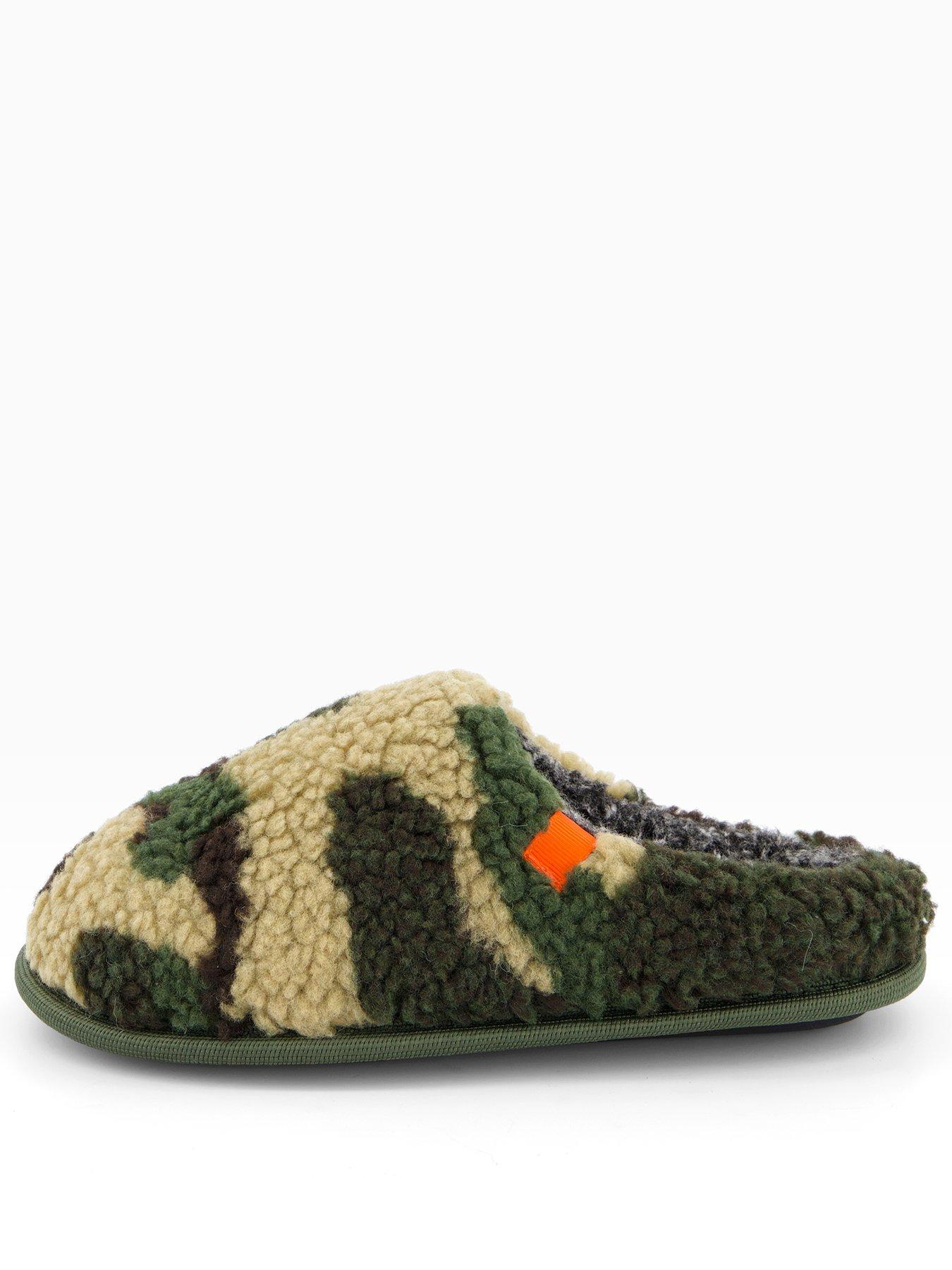 The Very Collection Older Boys Camo Mule Slipper - Green