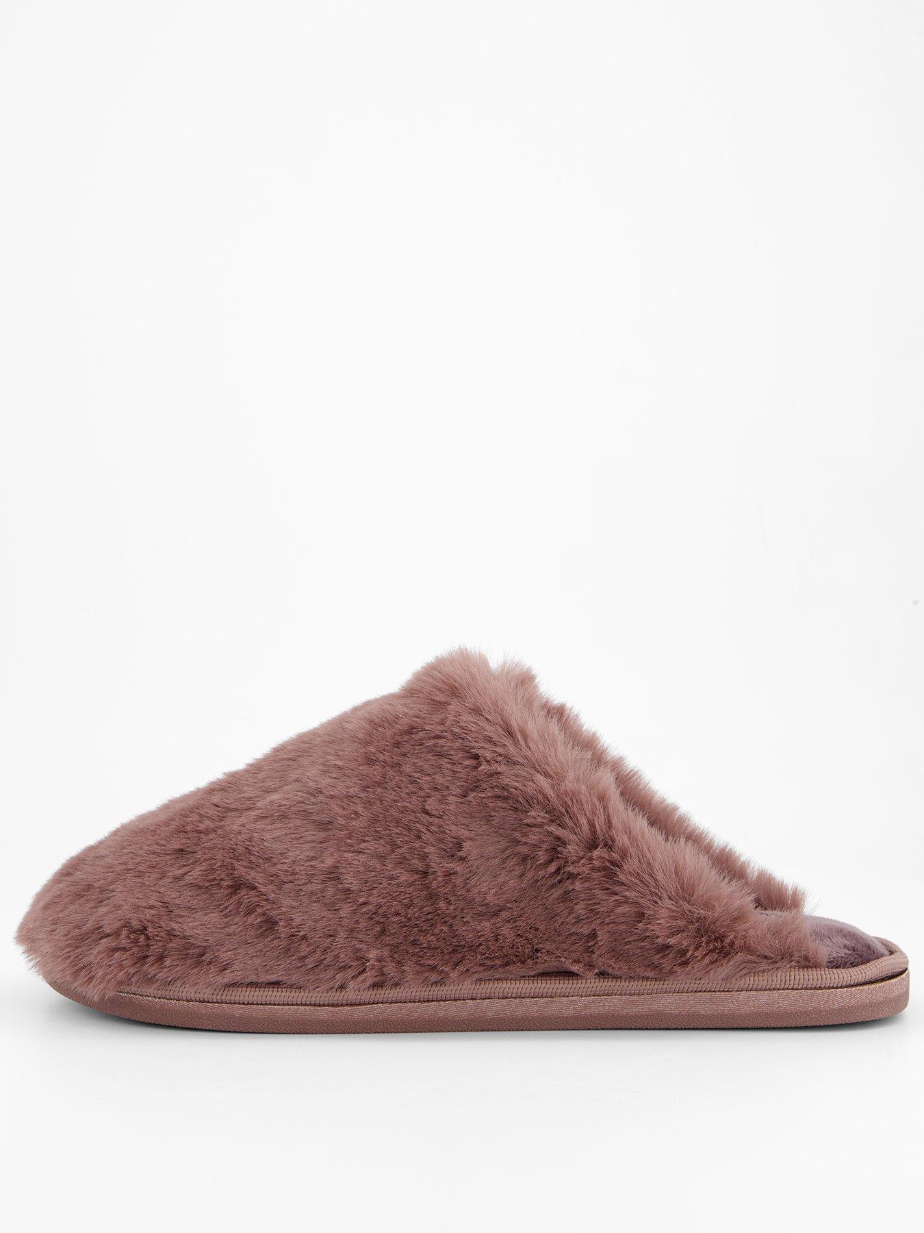 The Very Collection Faux Fur Mule Slipper - Mauve