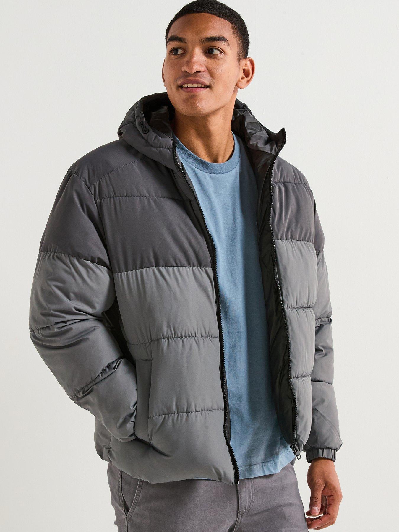 Jack & Jones Maze Hooded Puffer - Dark Grey