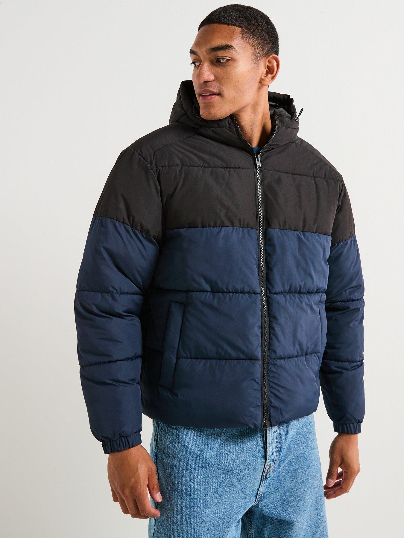 Jack & Jones Maze Hooded Puffer Jacket - Navy