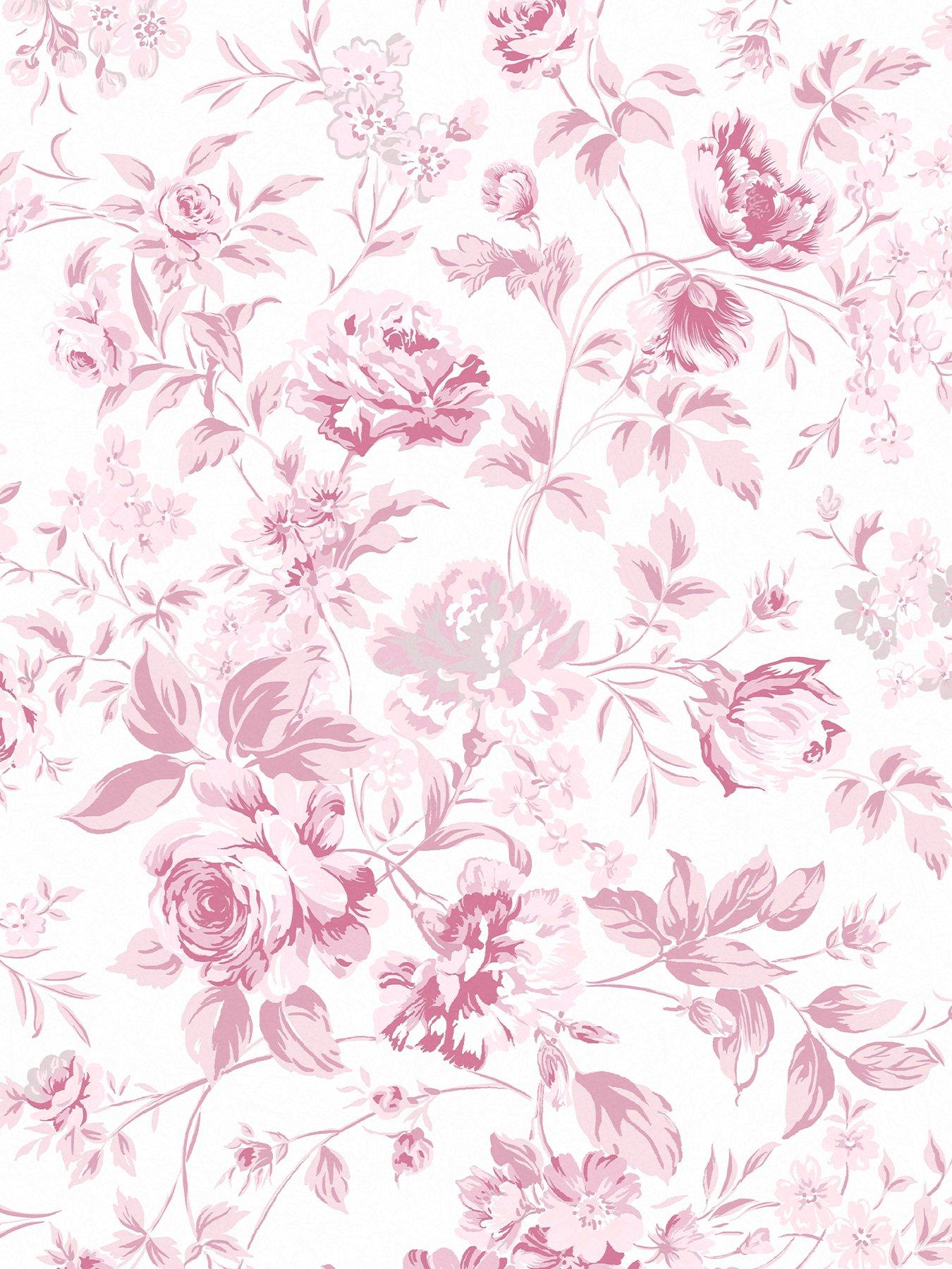 Image 2 of 4 of Shabby Chic by Rachel Ashwell Rachel Ashwell&reg; Romantic Rose Wallpaper - Pink