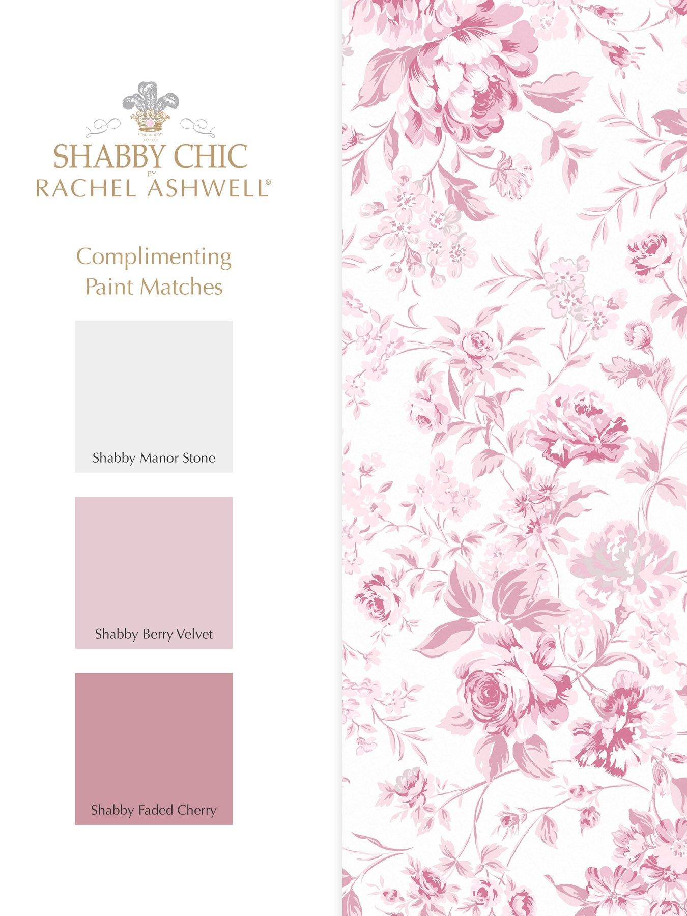 Image 4 of 4 of Shabby Chic by Rachel Ashwell Rachel Ashwell&reg; Romantic Rose Wallpaper - Pink