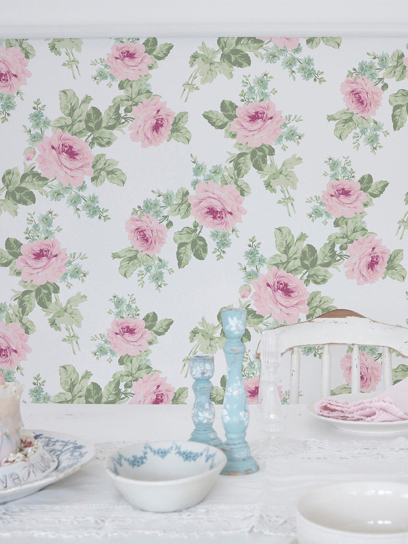 undefined Rachel Ashwell® Royal Bouquet Wallpaper - Pink