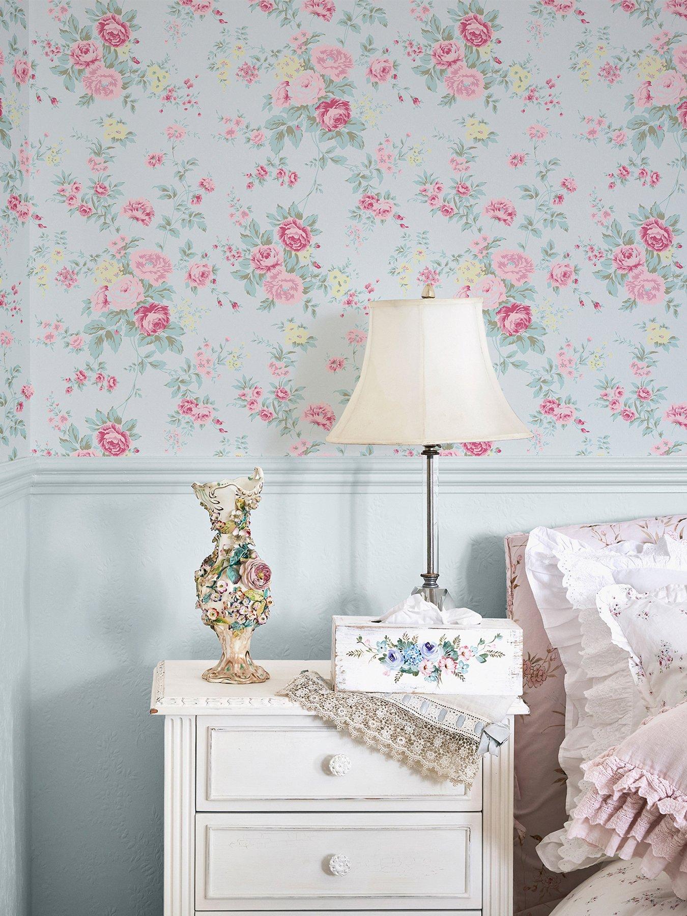 Image 1 of 4 of Shabby Chic by Rachel Ashwell Rachel Ashwell&reg; Wild Flower Wallpaper - Blue