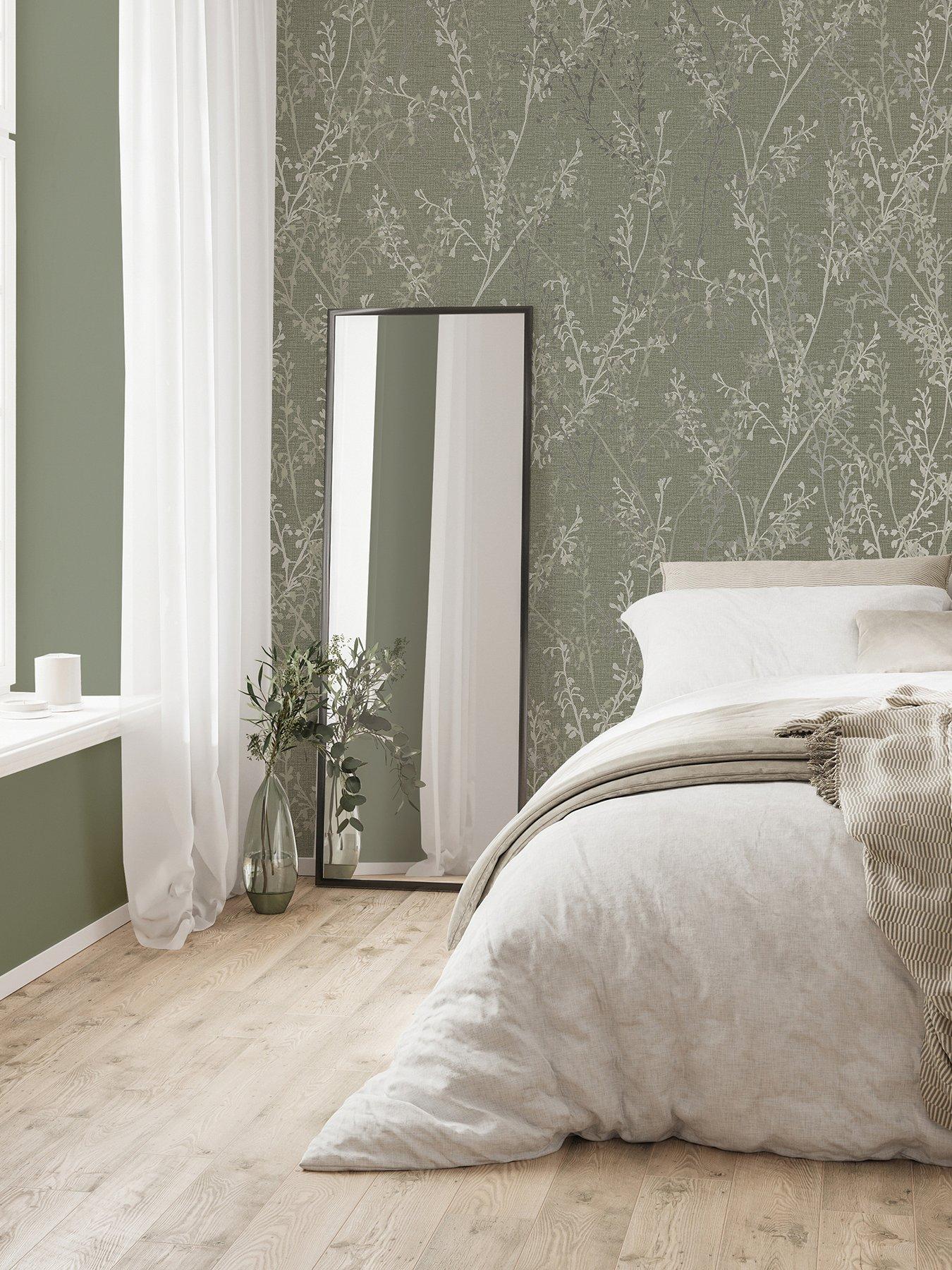 Image of Boutique Breeze Sprig Wallpaper in Sage Green