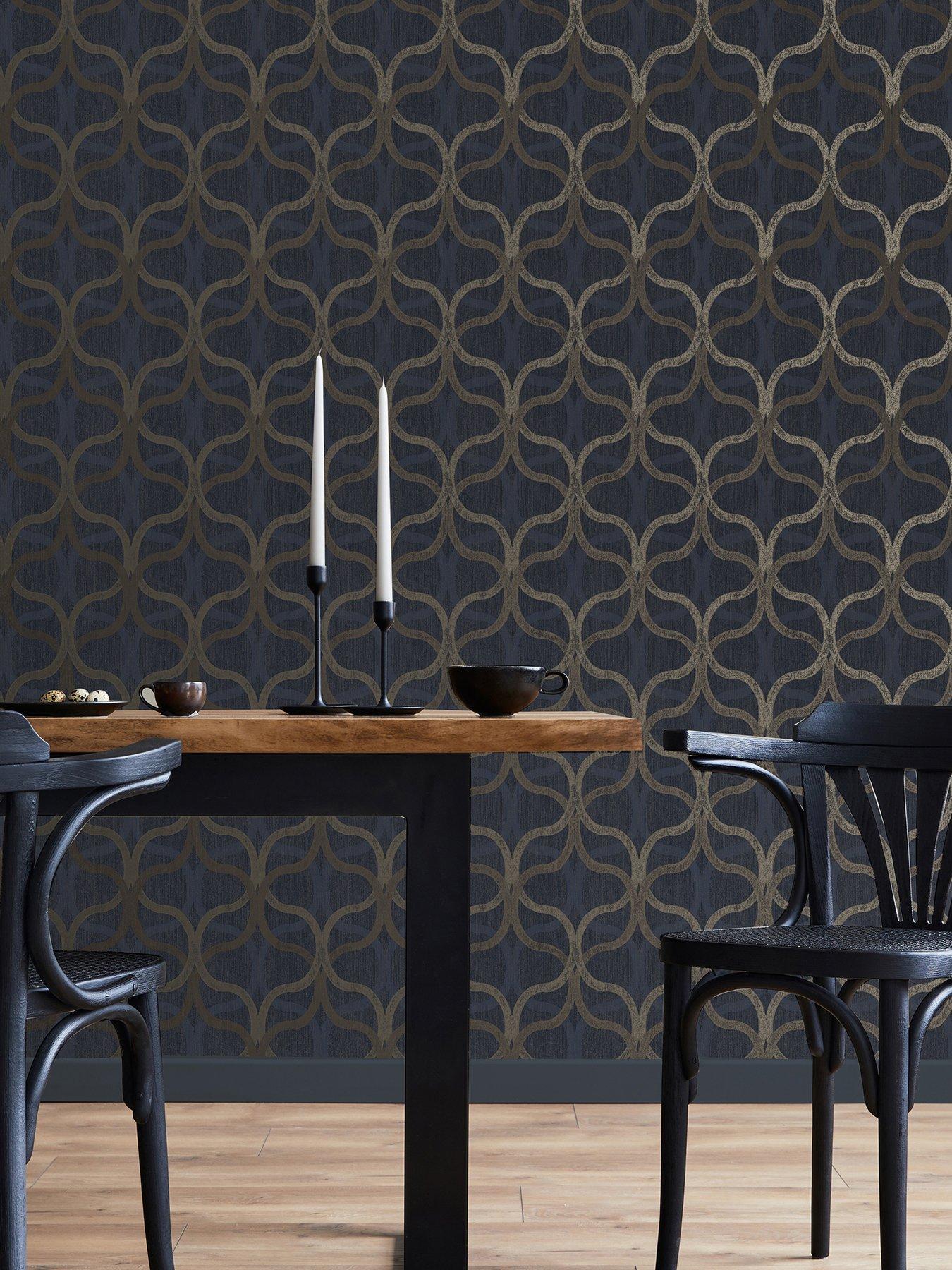 Image of Boutique Refine Geo Wallpaper in Navy
