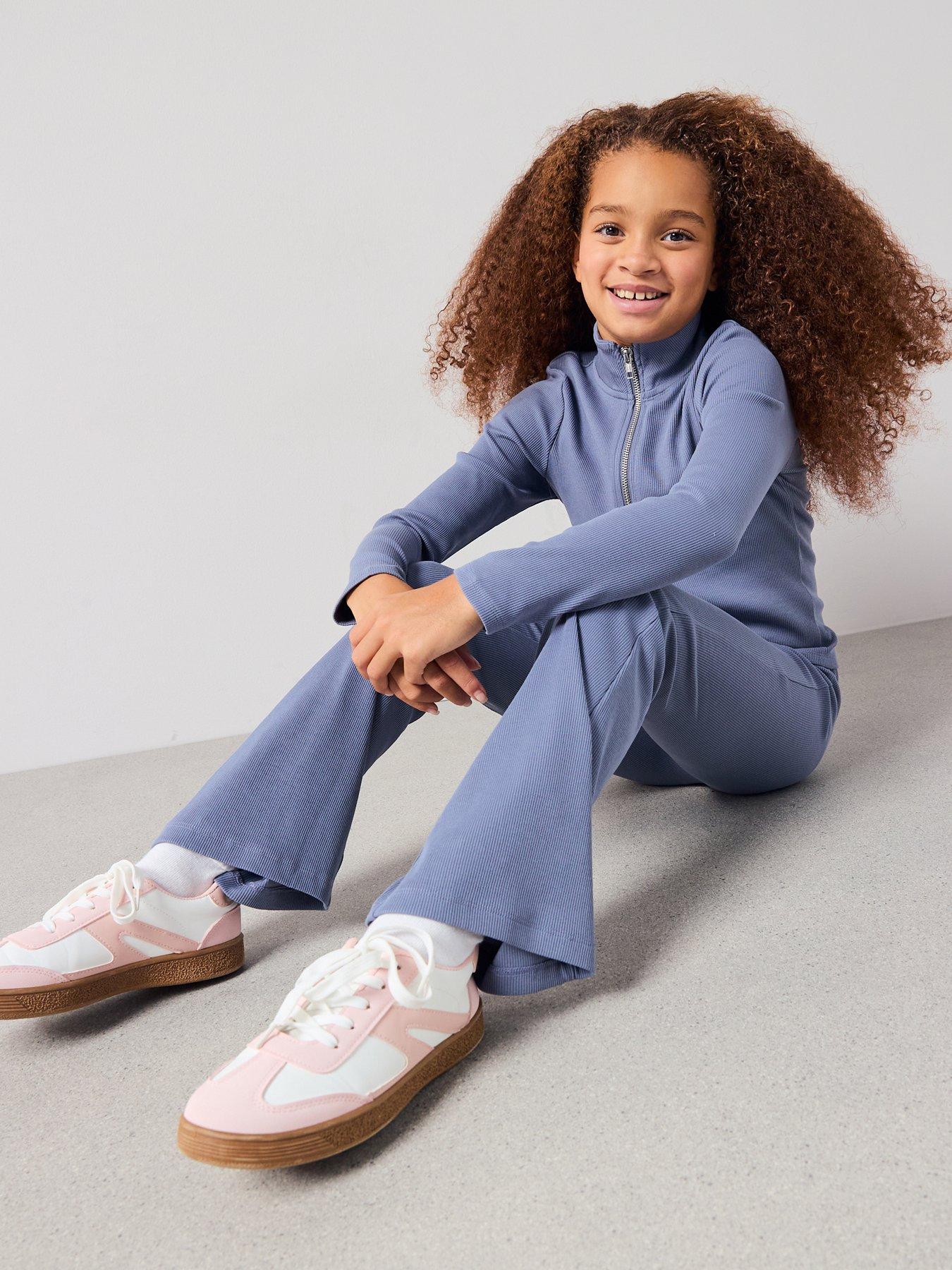 the-very-collection-girls-rib-zip-up-set-with-flare-leggings-blueback