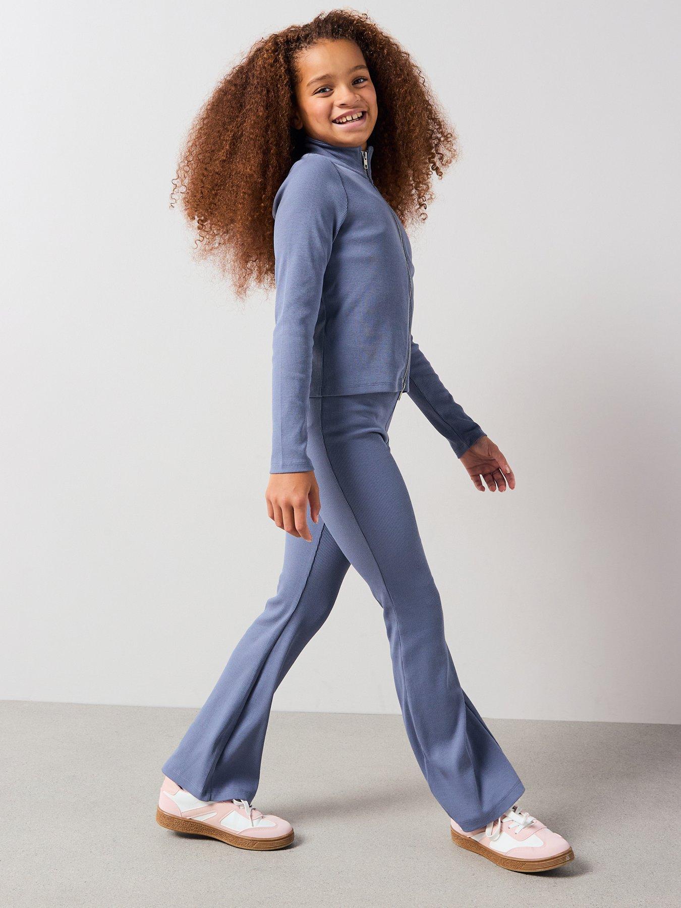 the-very-collection-girls-rib-zip-up-set-with-flare-leggings-blueoutfit