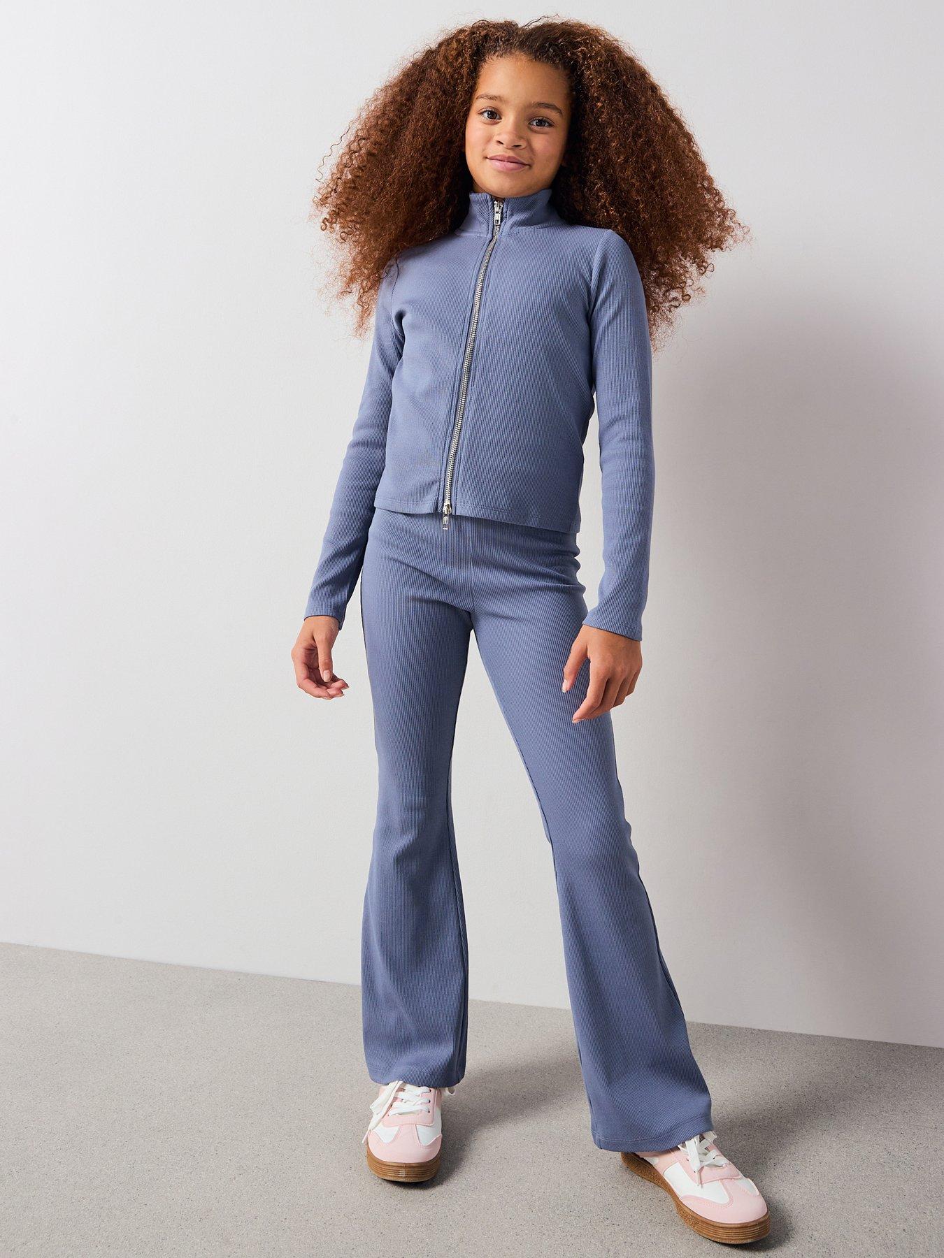the-very-collection-girls-rib-zip-up-set-with-flare-leggings-bluedetail