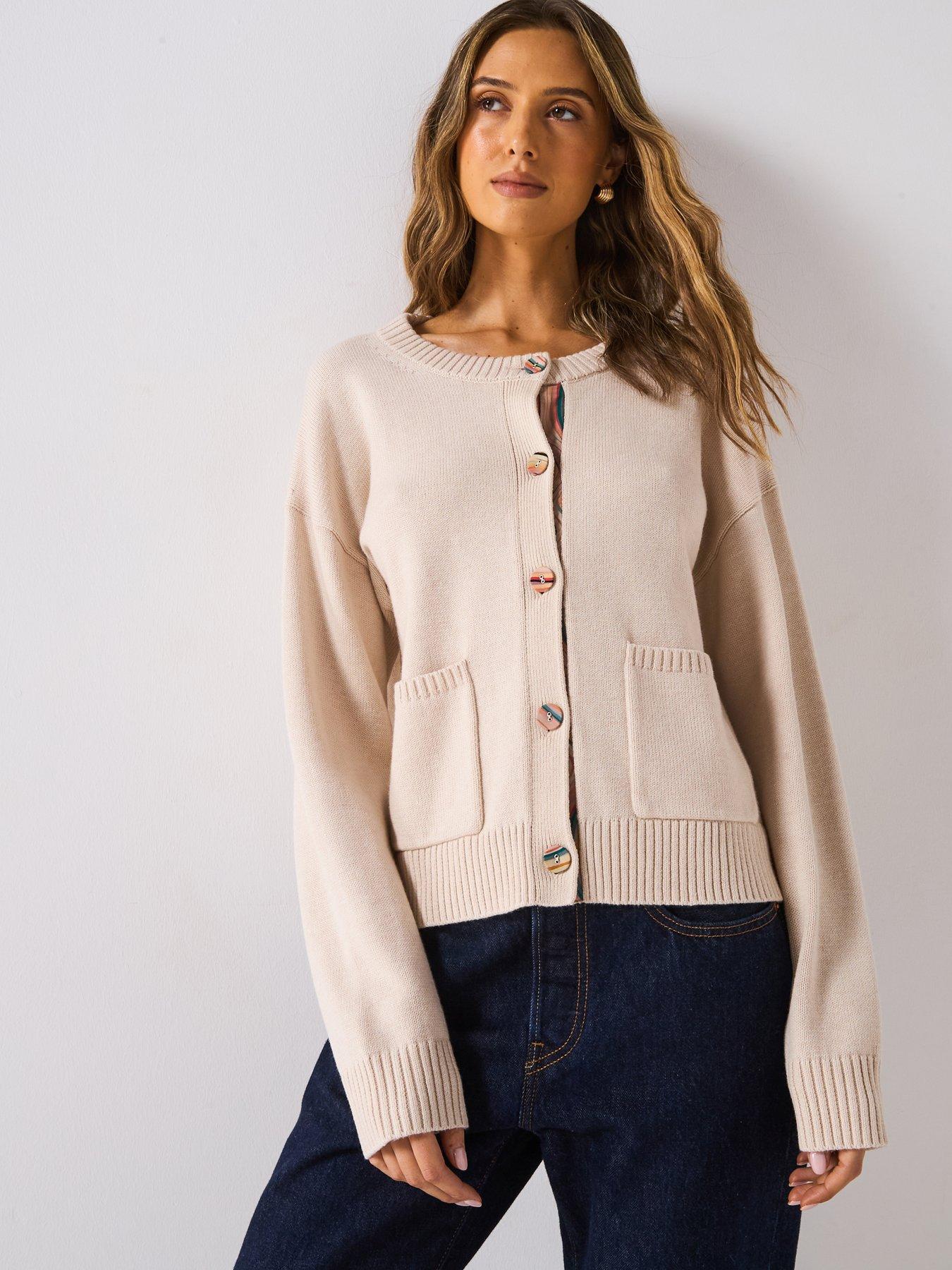 PS PAUL SMITH Swirl Button Front Cardigan - White