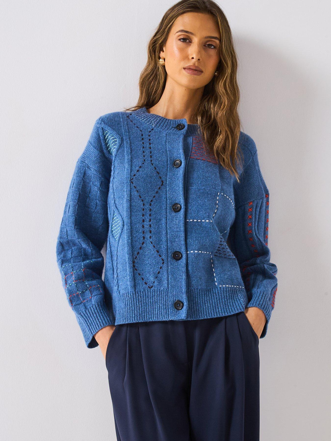 Image 1 of 4 of PS PAUL SMITH Knitted Button Through Cardigan - Blue