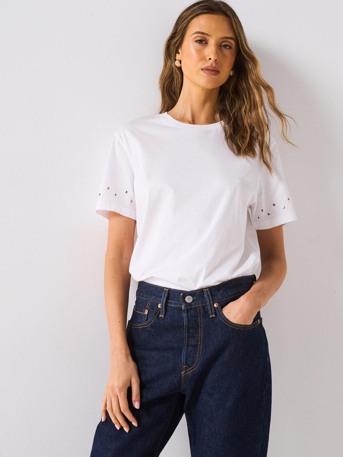 PS PAUL SMITH Scattered Letter Sleeve T-Shirt - White