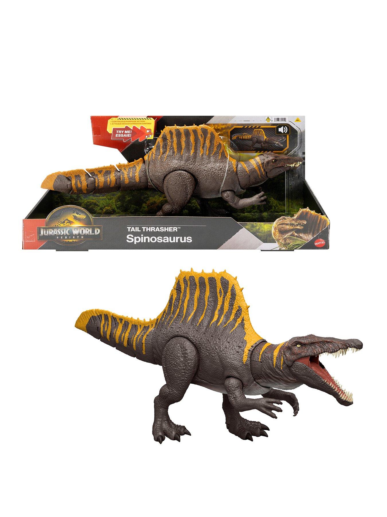 Image of JURASSIC WORLD Rebirth Tail Thrasher Spinosaurus Action Figure, Dinosaur Toy