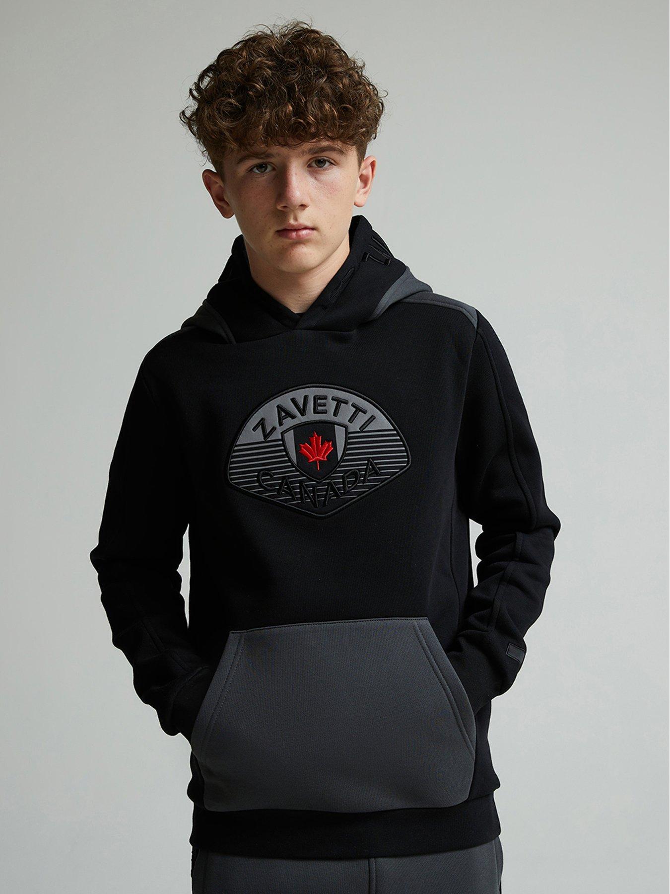 zavetti-canada-junior-boys-botticini-two-tone-hoodie-blackfront