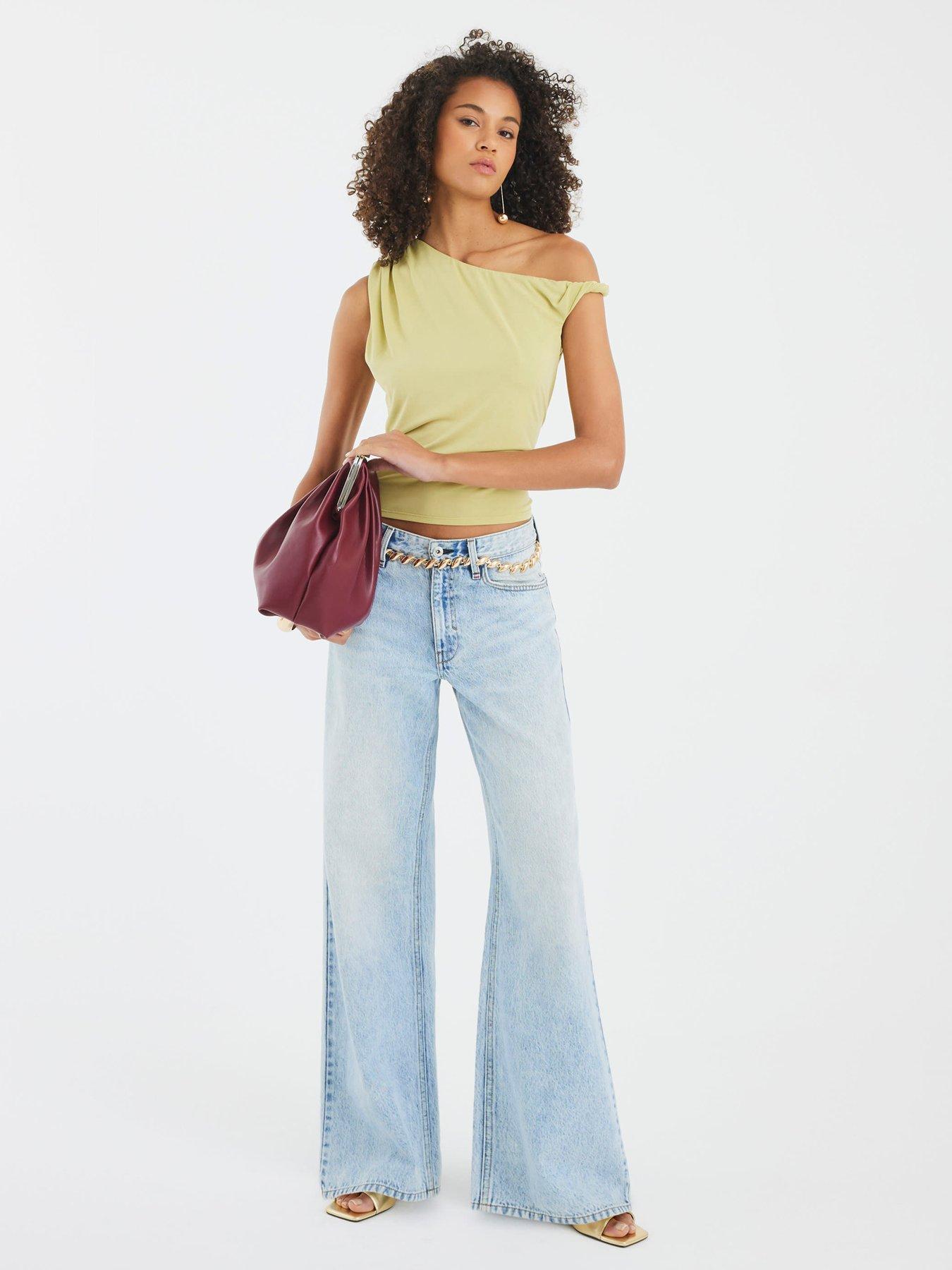 river-island-short-drape-modal-top-greenstillFront