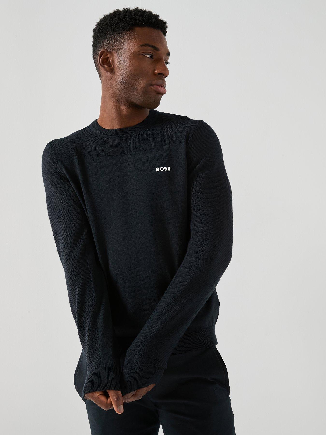 BOSS Momentum-X Merino Crew Knitted Jumper - Navy