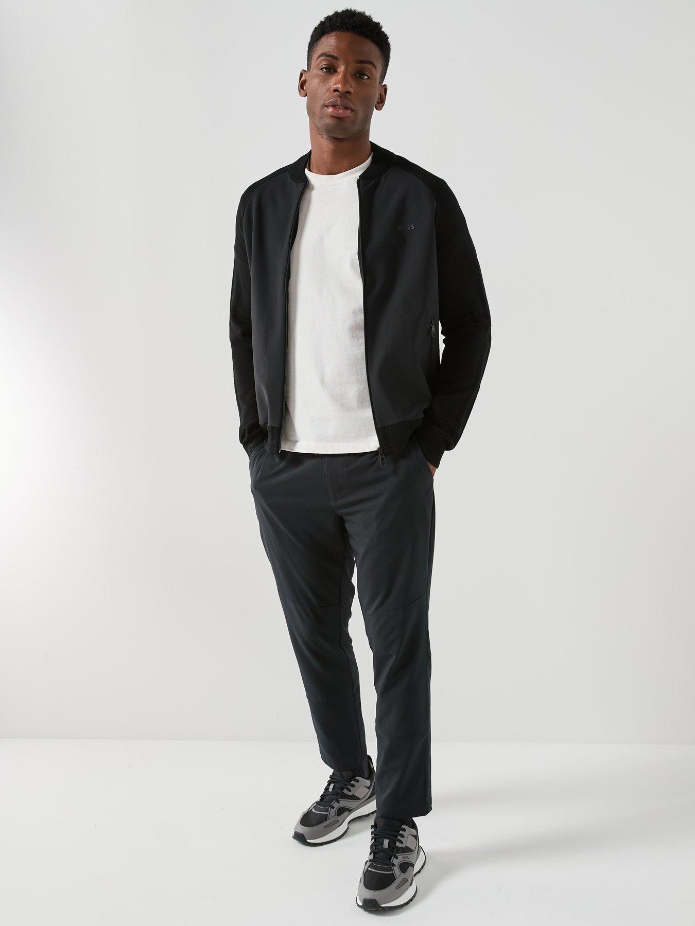 Image 3 of 6 of BOSS Civic Hybrid Regular Fit Zip Through Knitted Jumper Jacket - Black