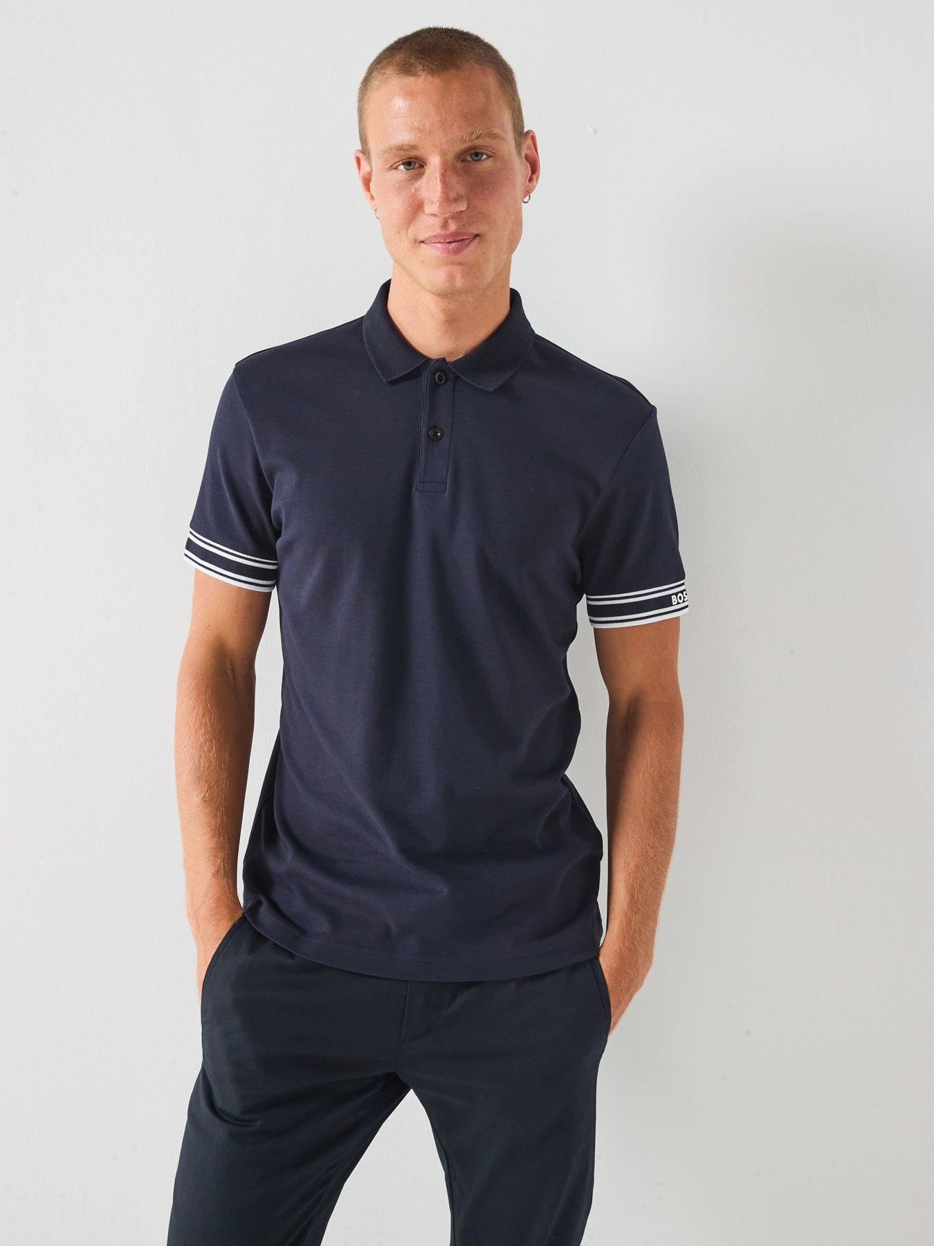 BOSS Polo Zone Cuff Logo Polo Shirt - Navy