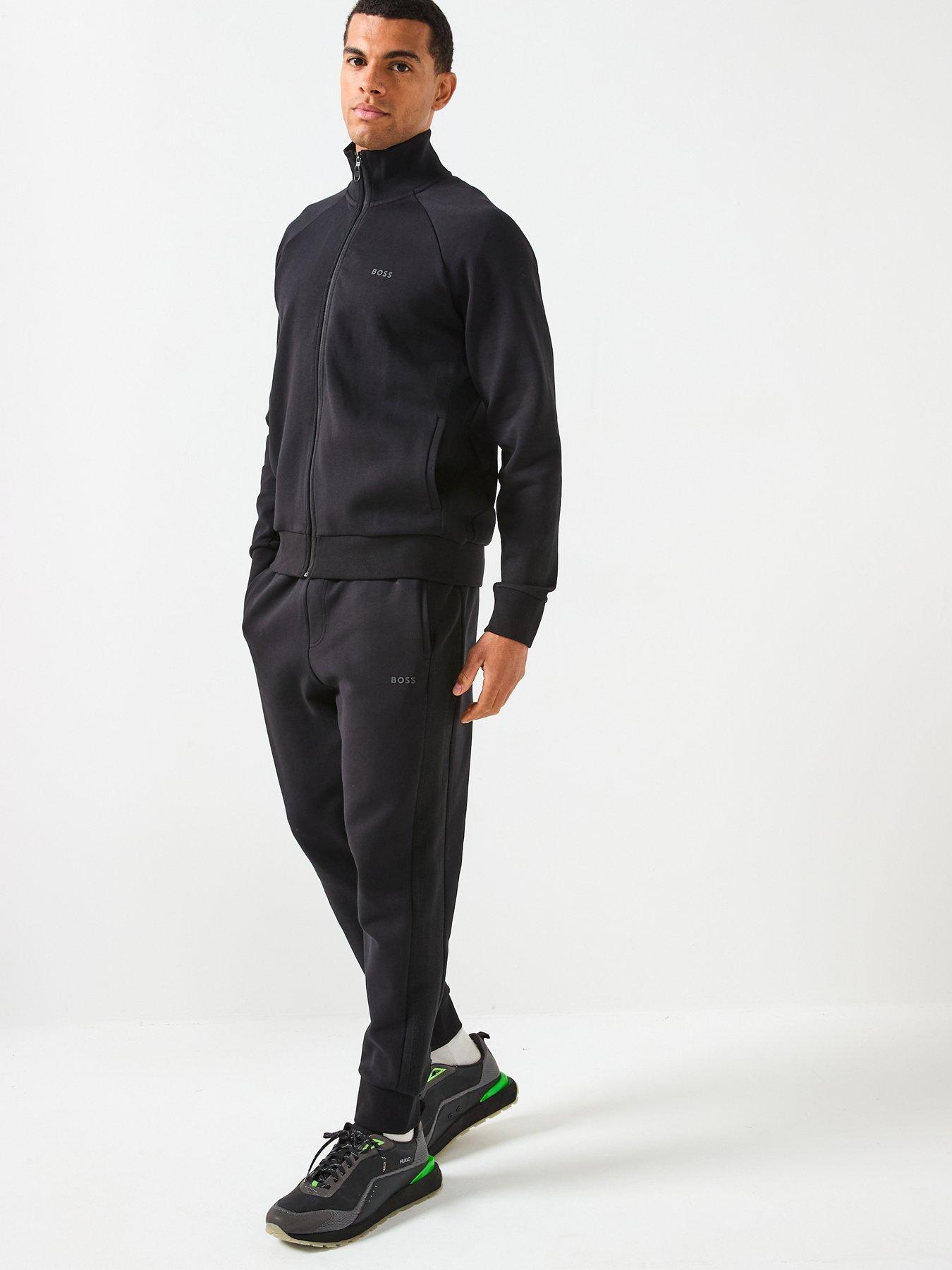 boss-tracksuit-set-regular-fit-stripe-funnel-neck-tracksuit-blackfront