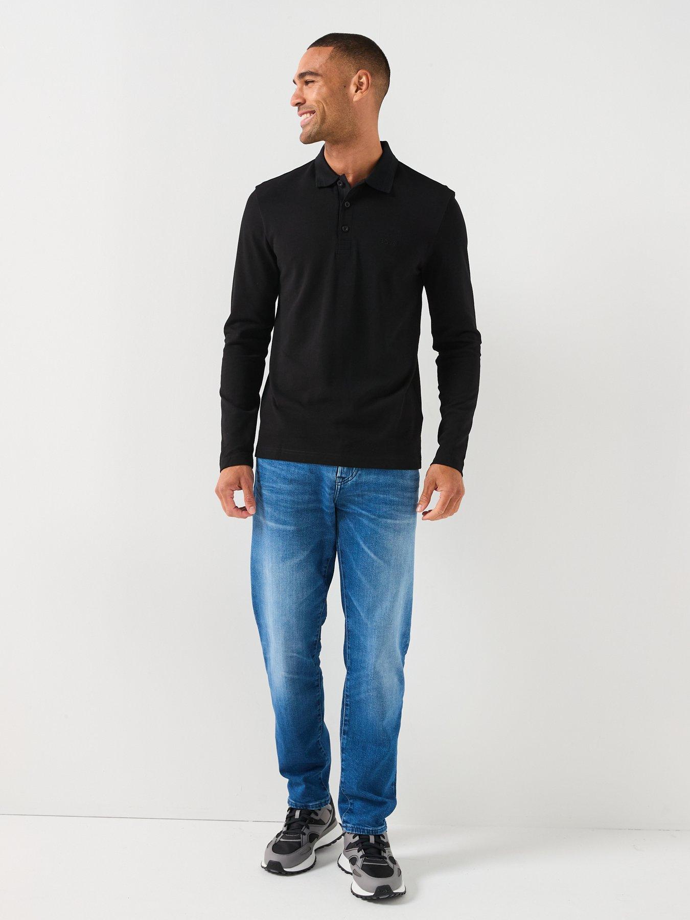 Image 3 of 5 of BOSS Plisy Long Sleeve Polo Shirt - Black