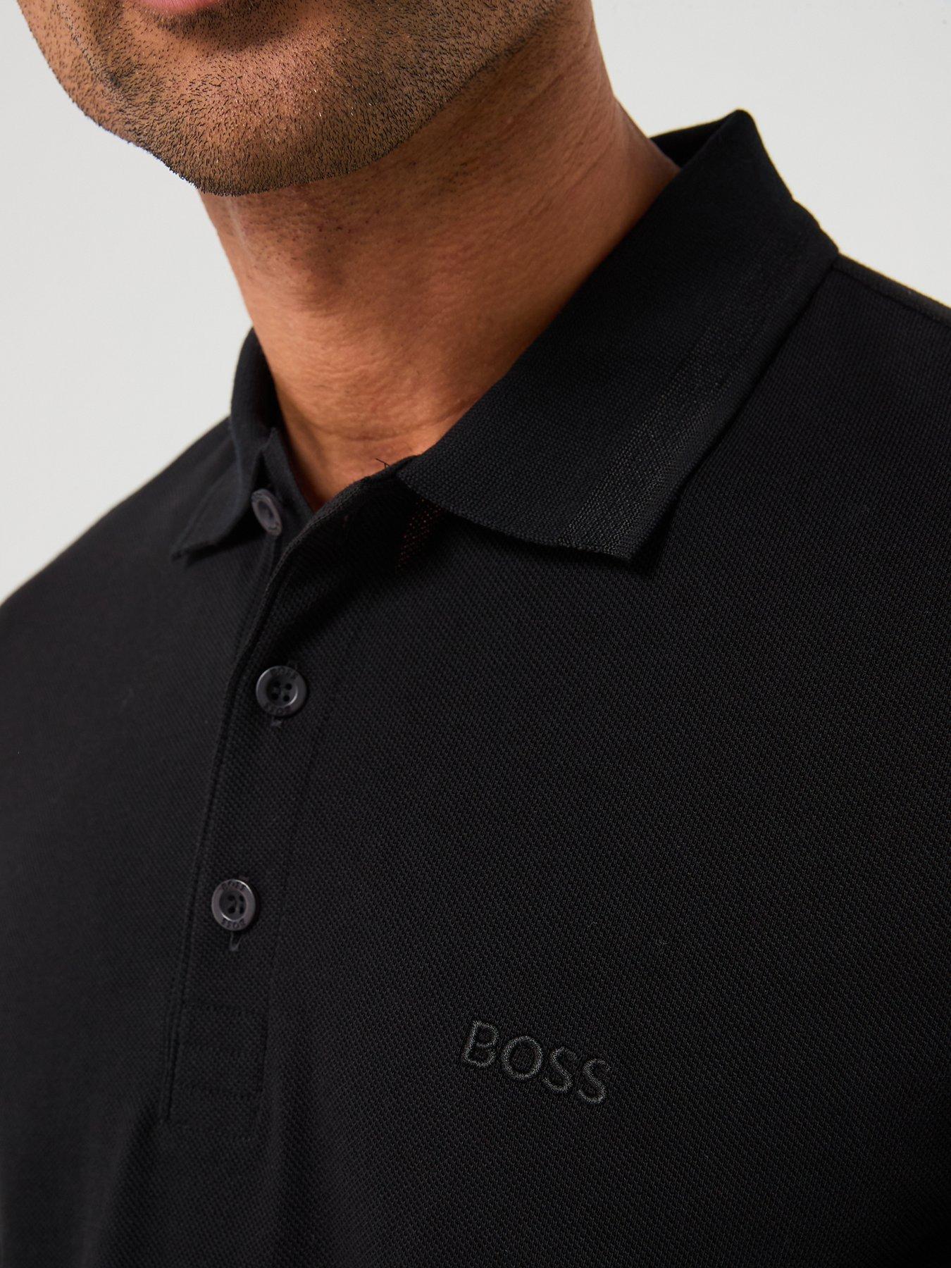 Image 4 of 5 of BOSS Plisy Long Sleeve Polo Shirt - Black