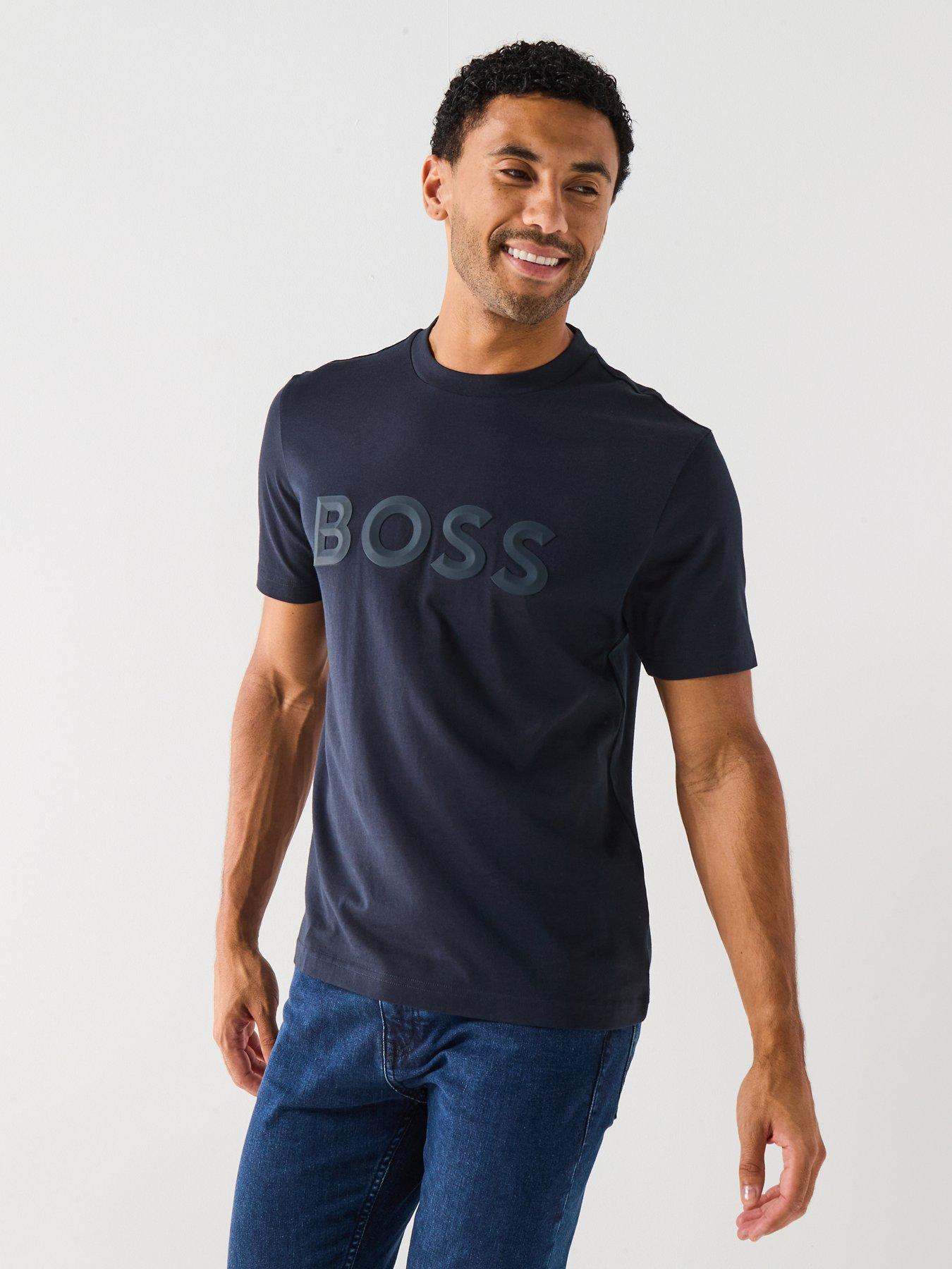 BOSS Tee Iconic Zone 3D Logo Regular Fit T-Shirt - Navy