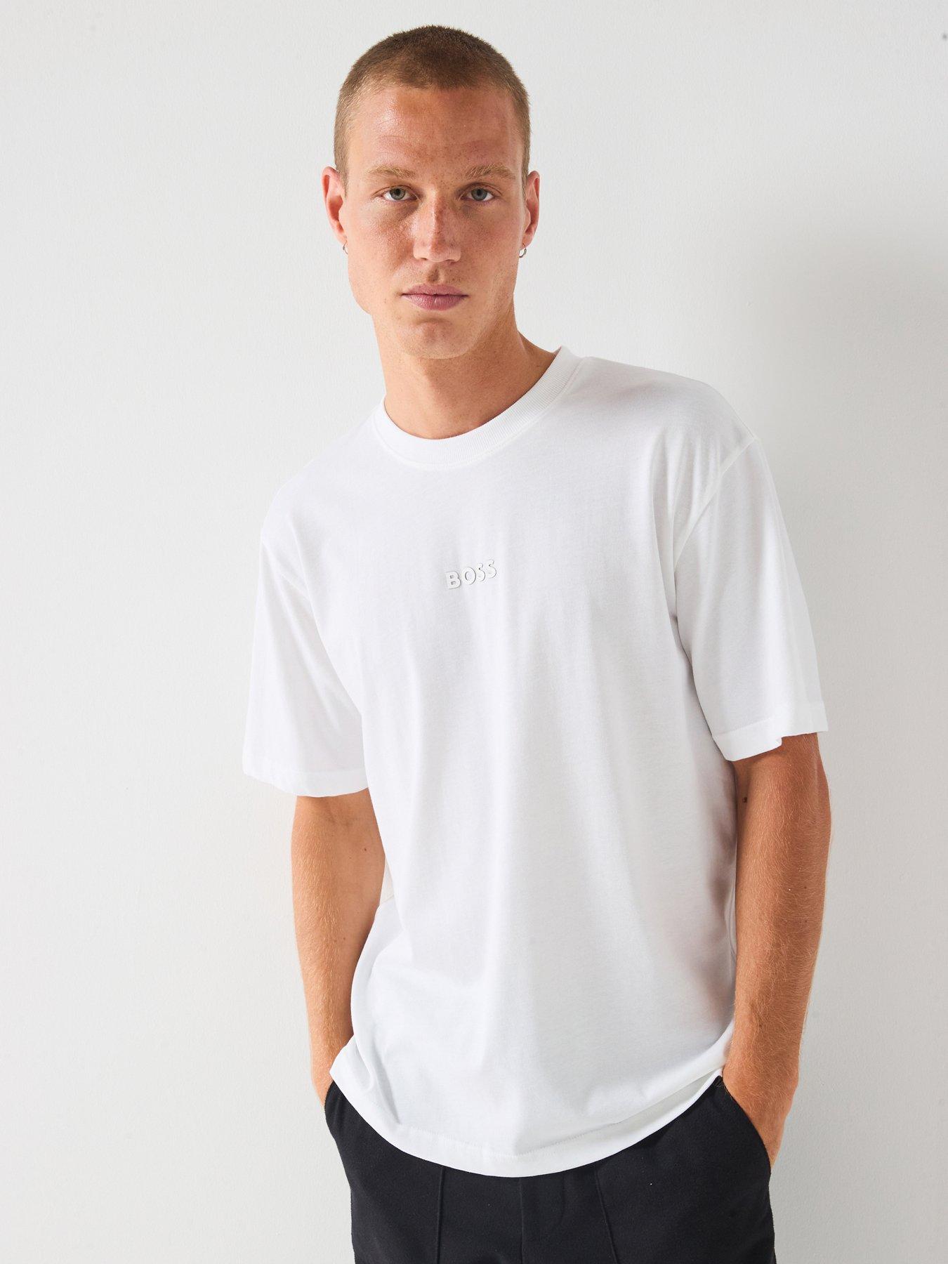 BOSS Tee 10 Oversize Fit Centre Tonal Logo T-Shirt - White