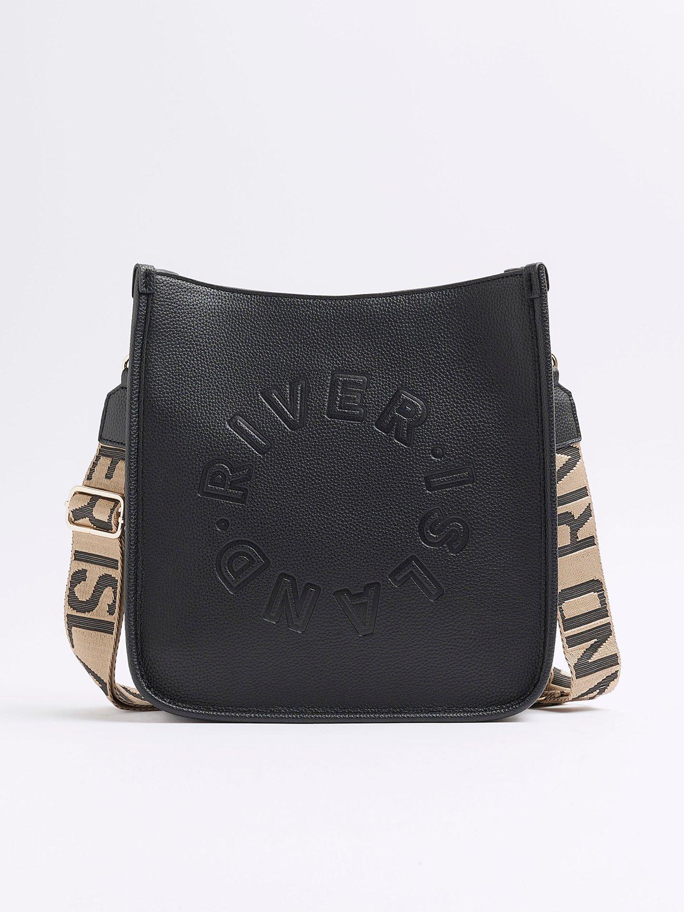 River Island Logo Messenger Bag - Black