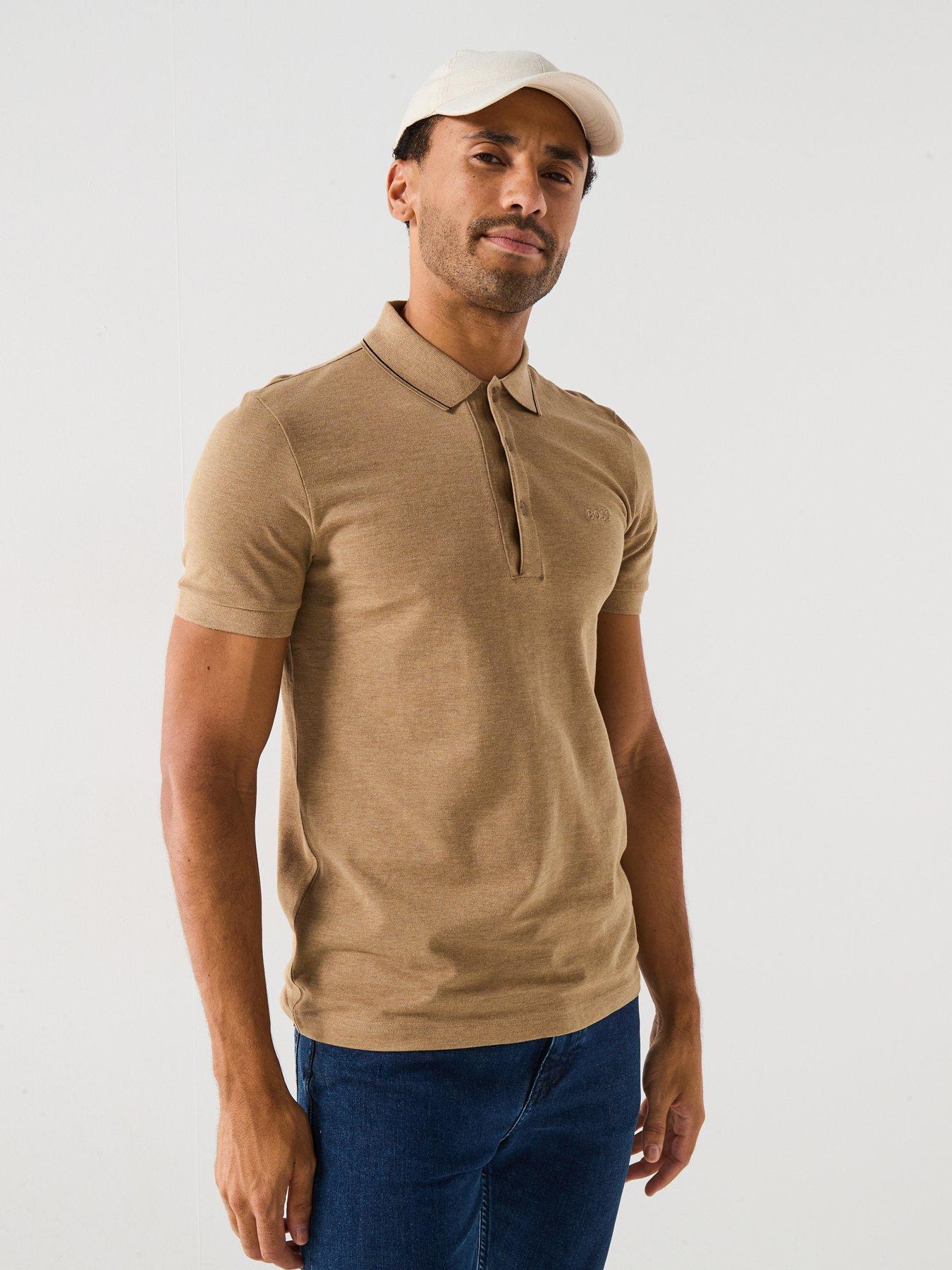 BOSS Paule 4 Placket Mono Comfort Fit Polo Shirt - Dark Beige