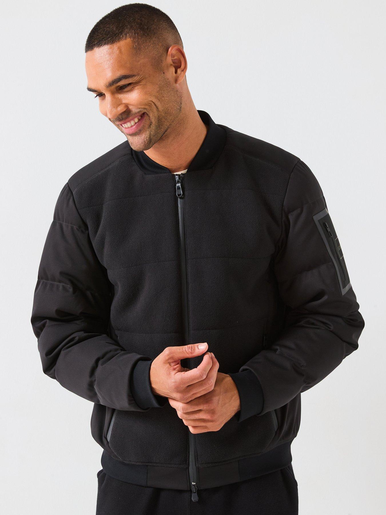boss-fleeced-front-bomber-jacket-blackdetail