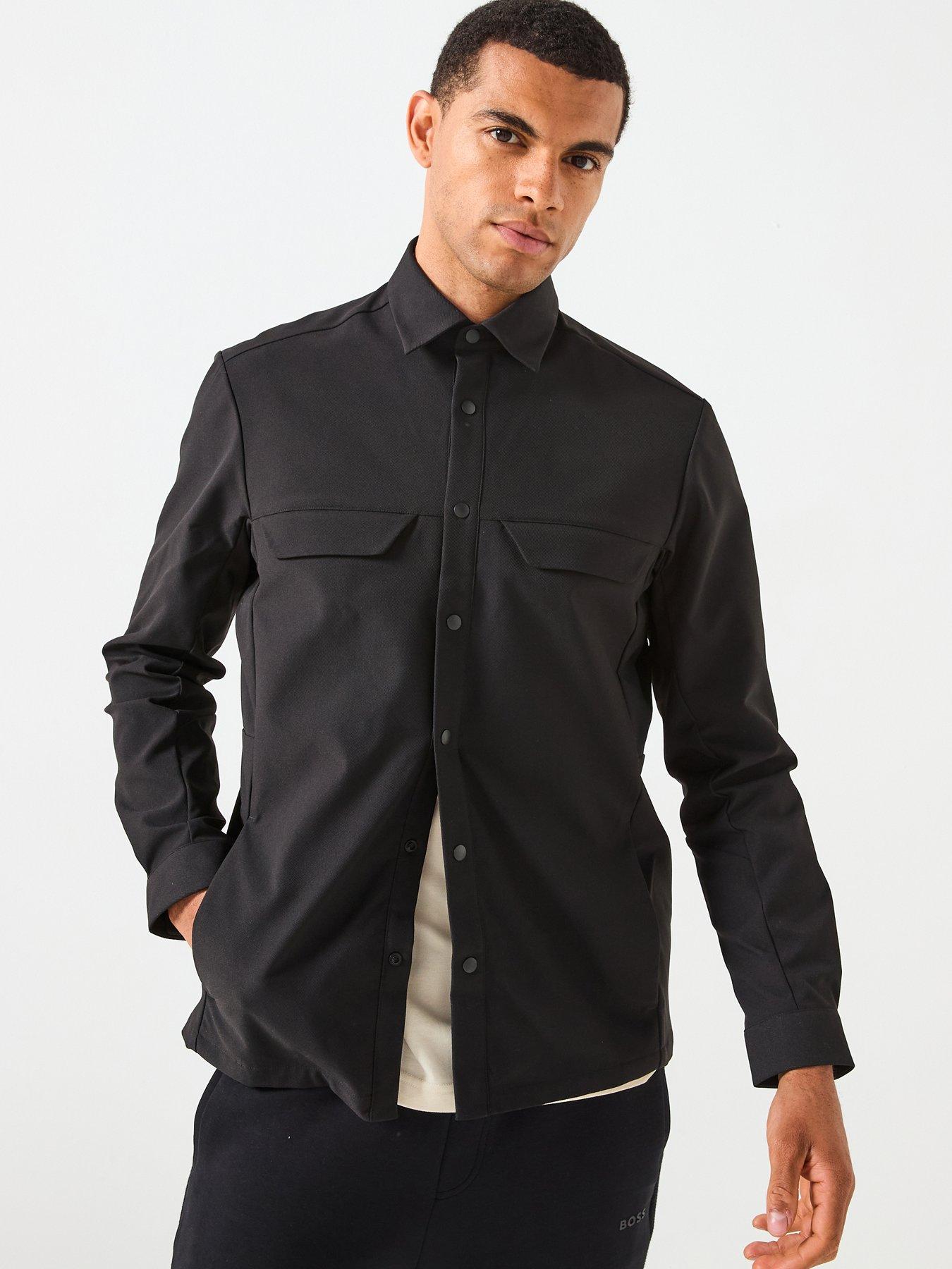 Image 1 of 6 of BOSS Future Relaxed Fit Bb Emblem Button Through Overshirt - Black