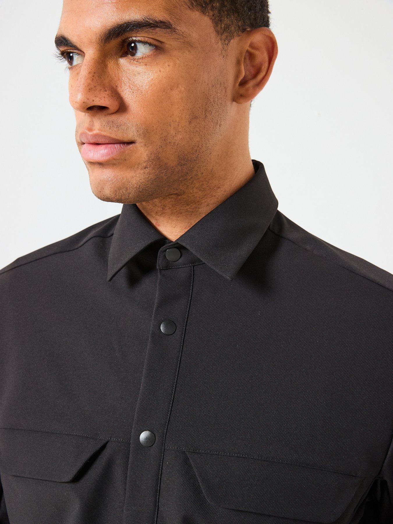 Image 4 of 6 of BOSS Future Relaxed Fit Bb Emblem Button Through Overshirt - Black