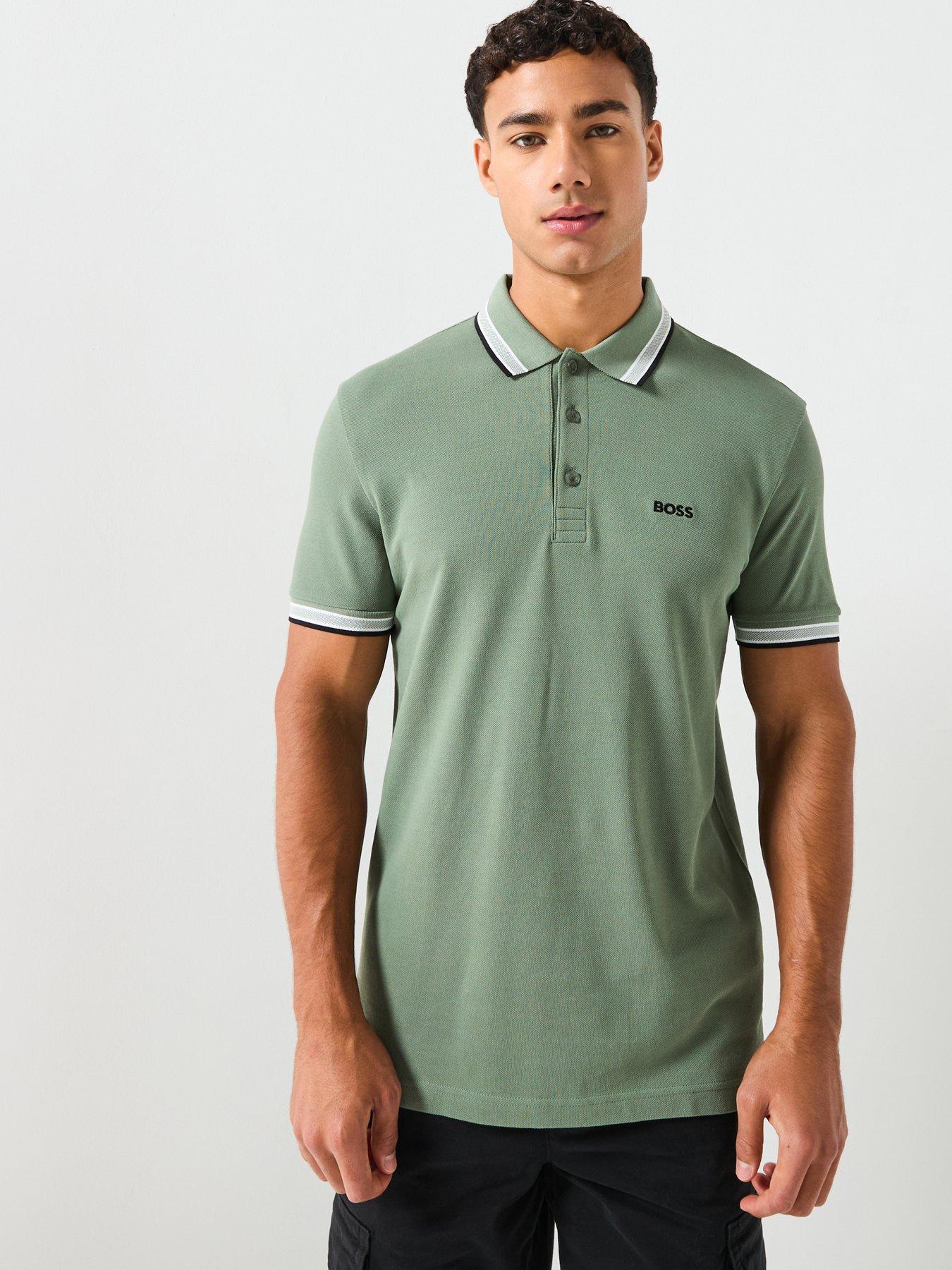 Image 1 of 5 of BOSS Paddy Regular Fit Tipping Polo Shirt - Green