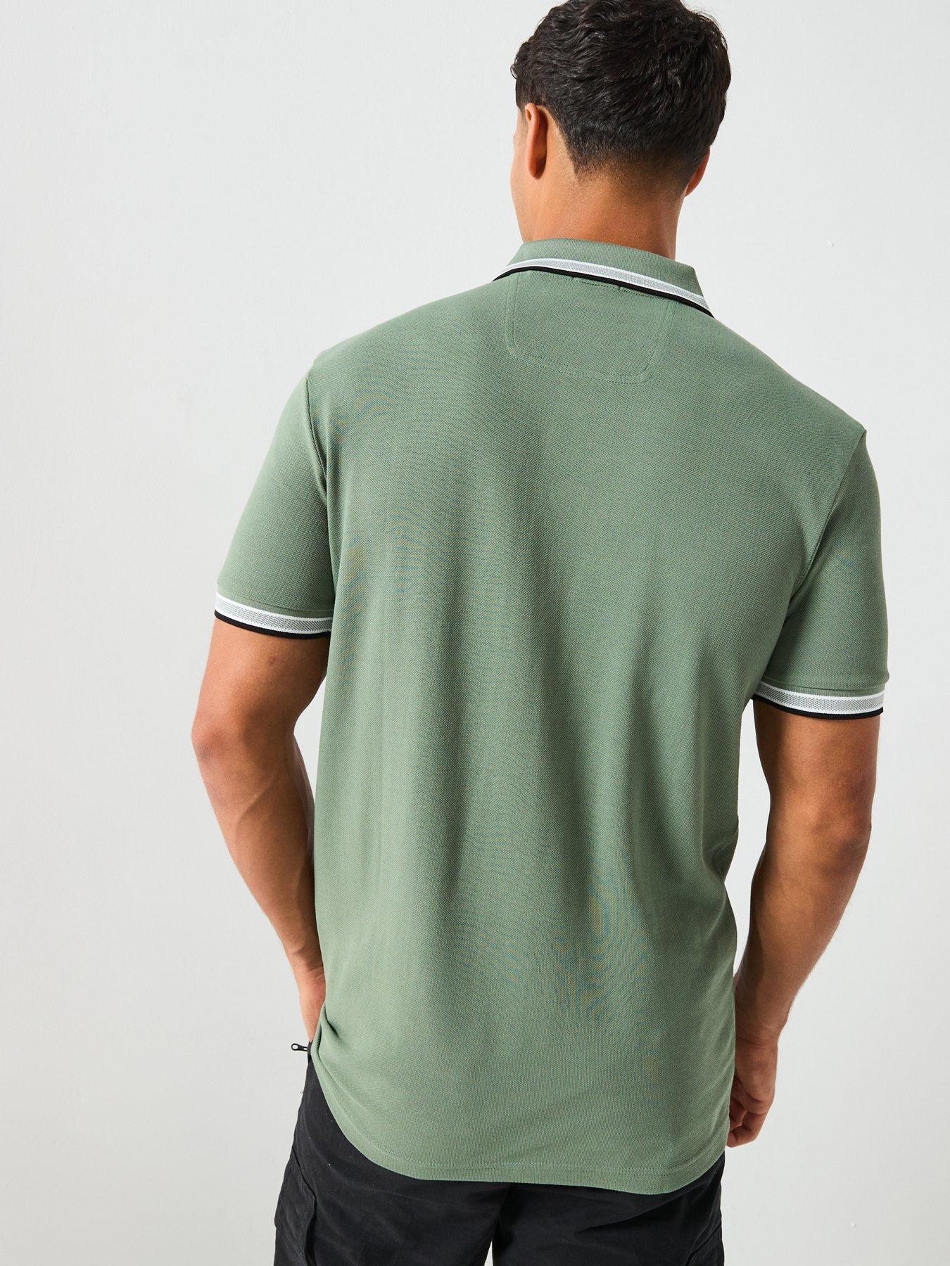 Image 2 of 5 of BOSS Paddy Regular Fit Tipping Polo Shirt - Green