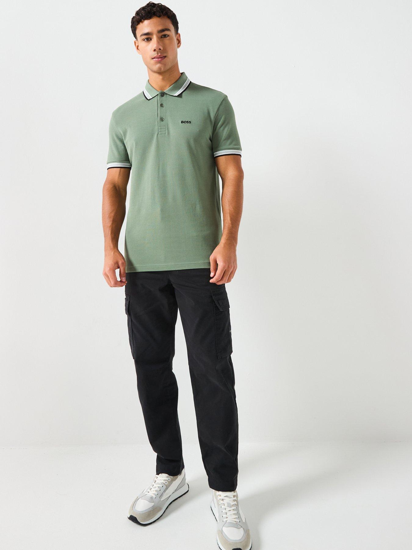 Image 3 of 5 of BOSS Paddy Regular Fit Tipping Polo Shirt - Green
