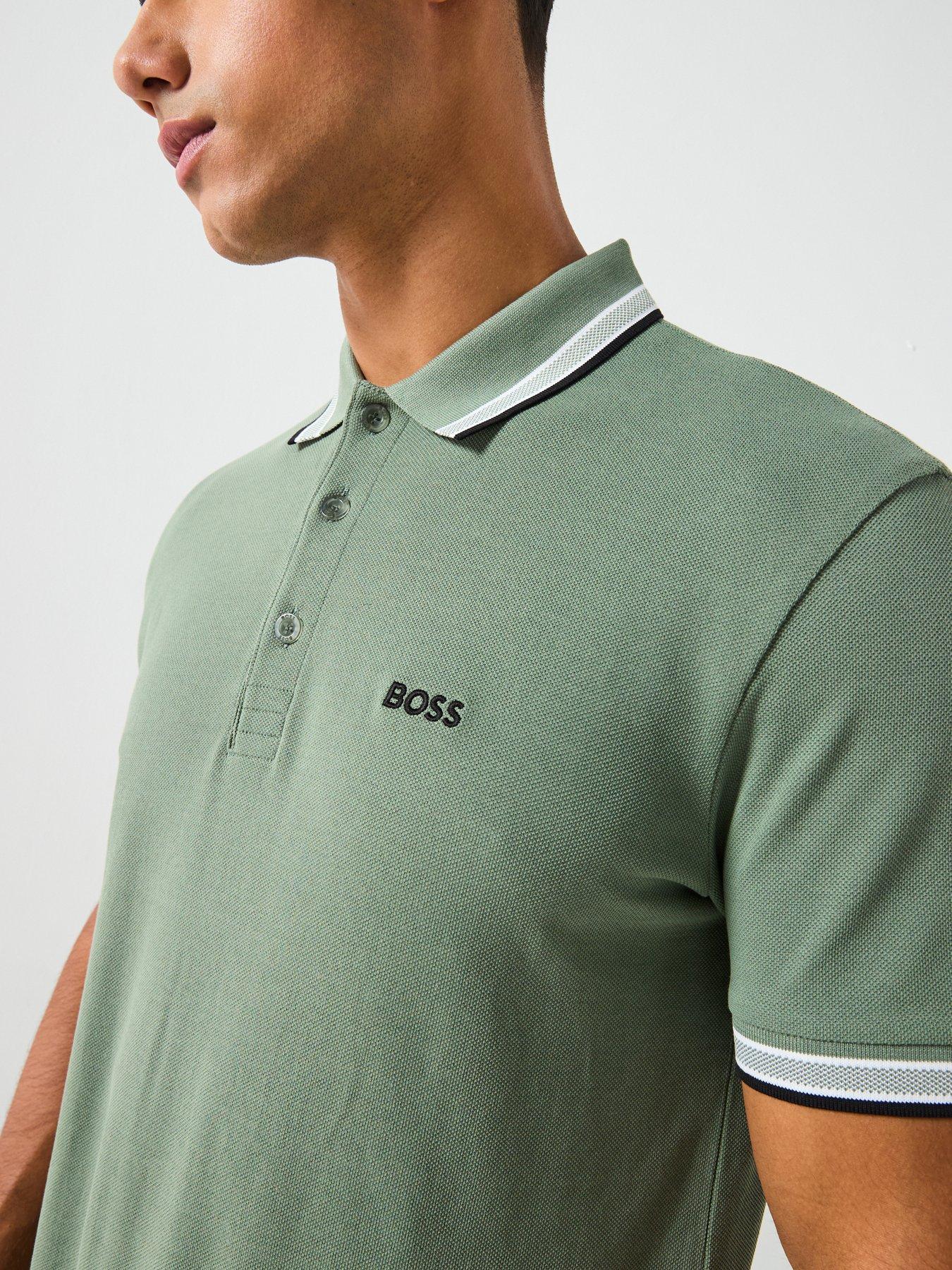 Image 4 of 5 of BOSS Paddy Regular Fit Tipping Polo Shirt - Green