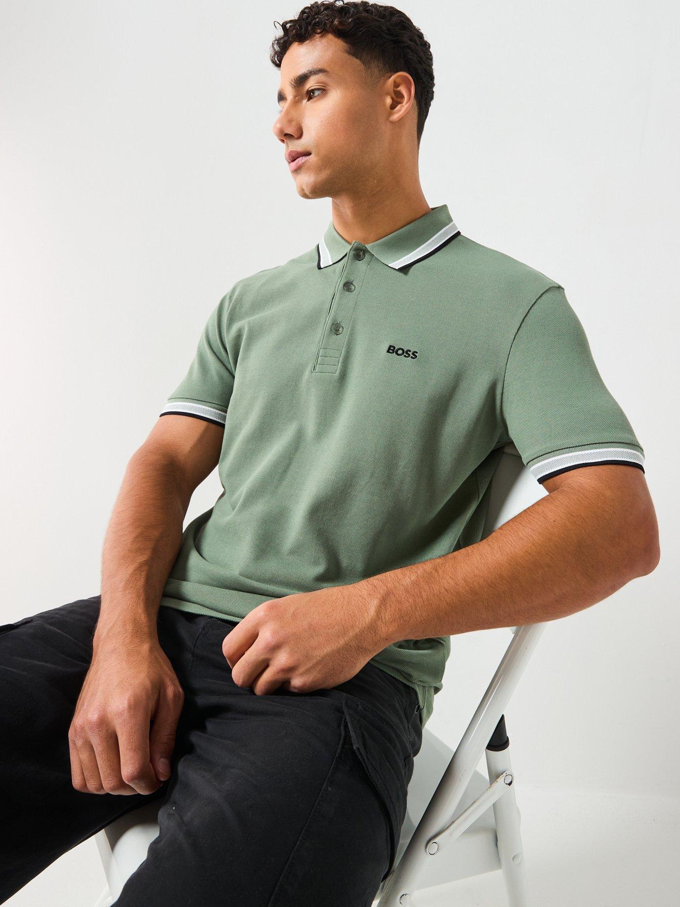 Image 5 of 5 of BOSS Paddy Regular Fit Tipping Polo Shirt - Green