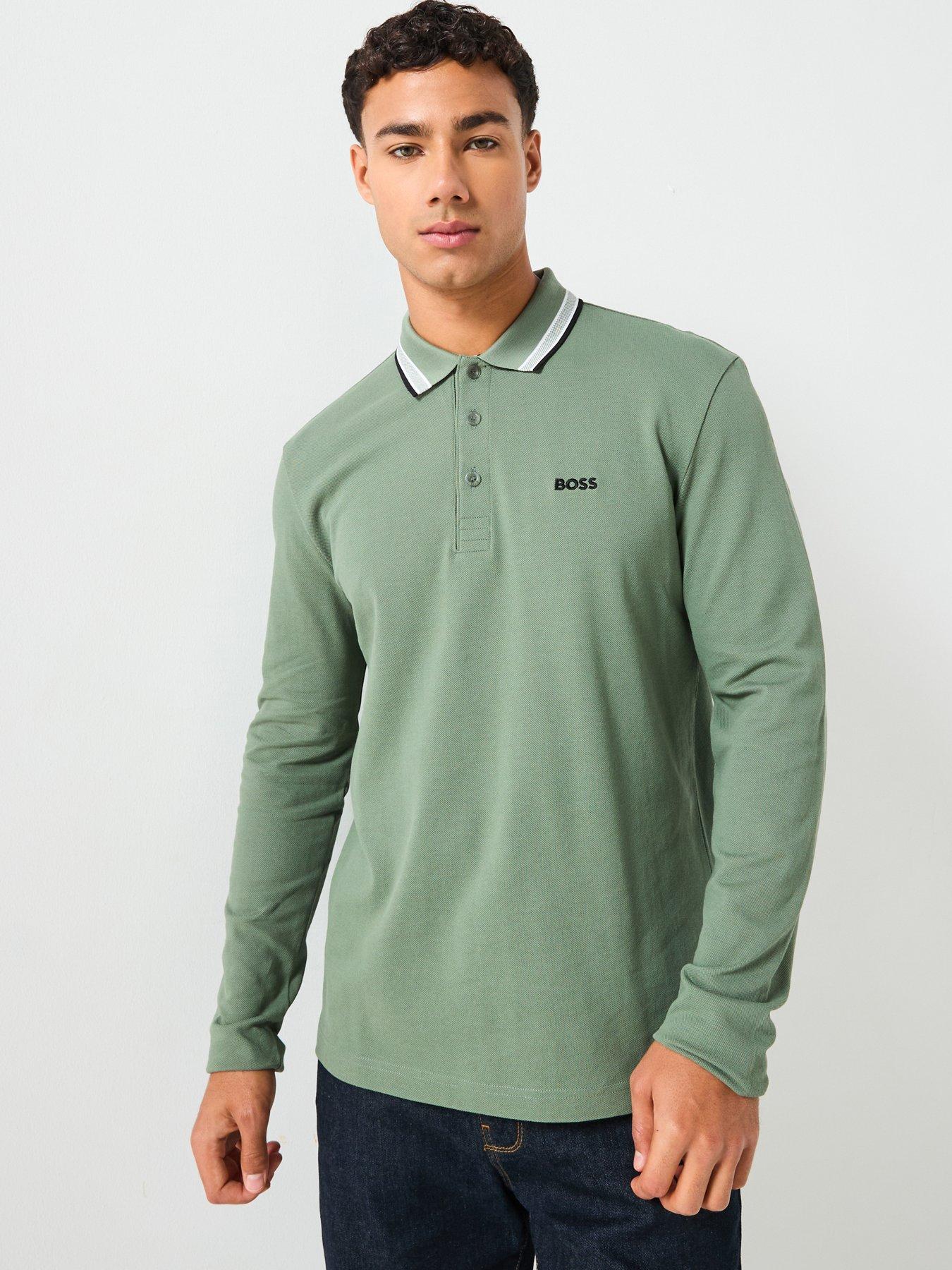 BOSS Plisy Long Sleeve Polo Shirt - Green