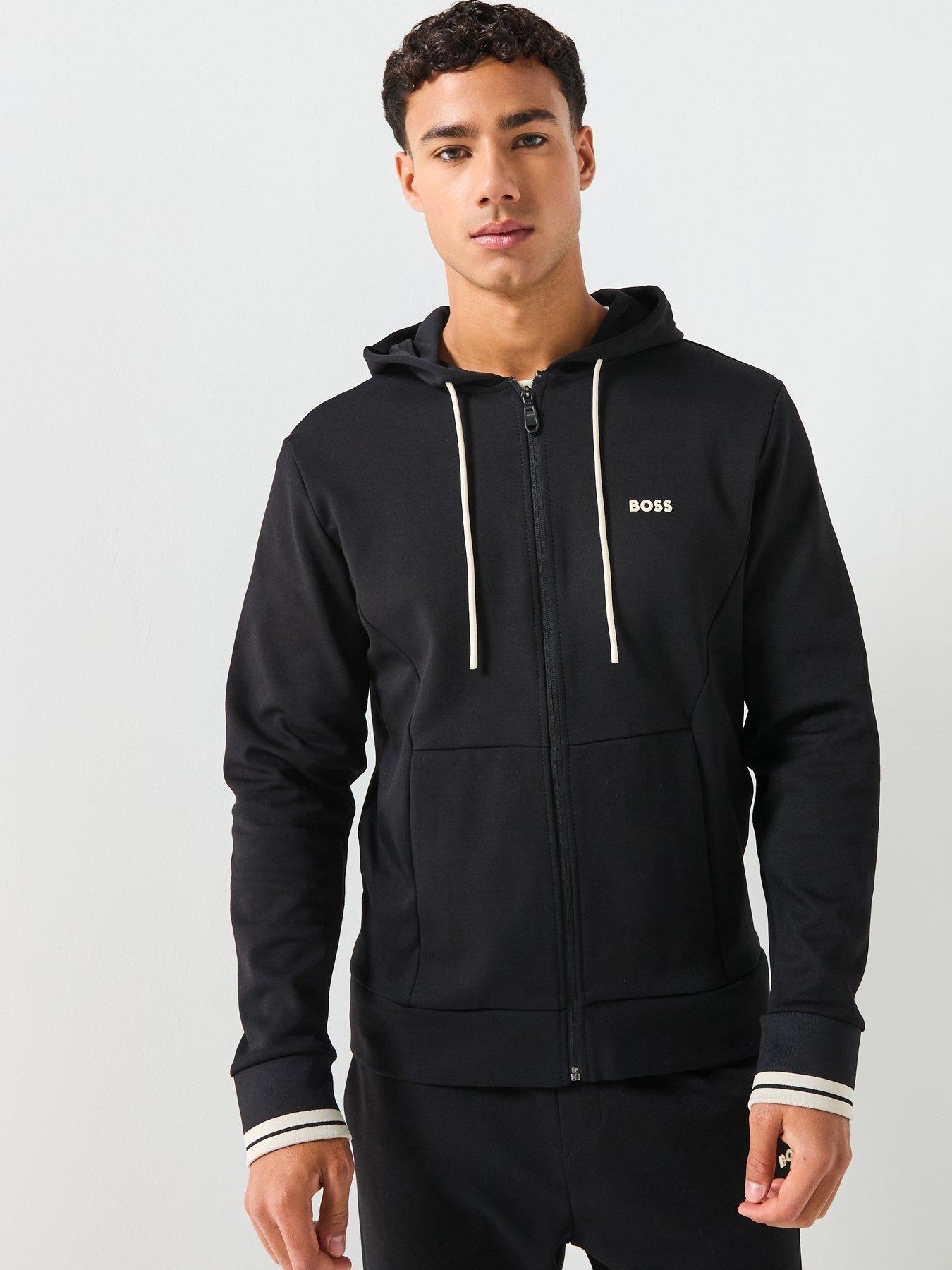Image 1 of 6 of BOSS Hoodie Zone Regular Fit 3D Logo Zip Through Hoodie - Black