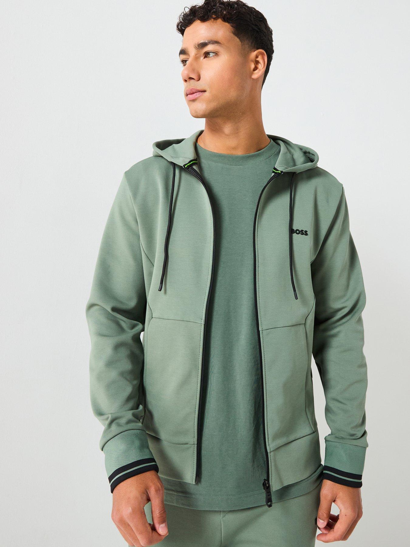 BOSS Hoodie Zone Regular Fit 3D Logo Zip Through Hoodie - Green