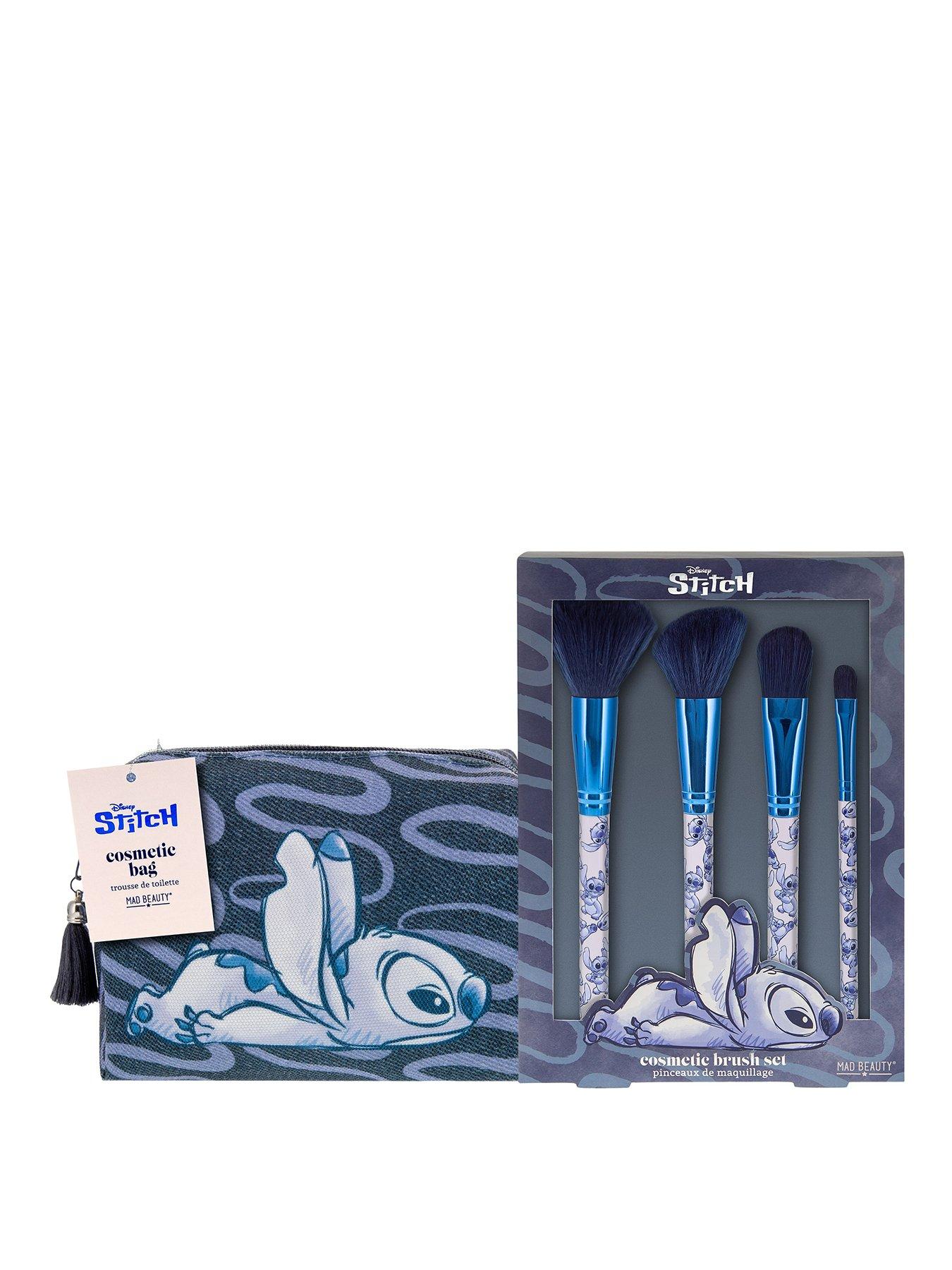 Image 1 of 5 of Disney Stitch Stitch Denim Cosmetic Bag &amp; Makeup Brush Set
