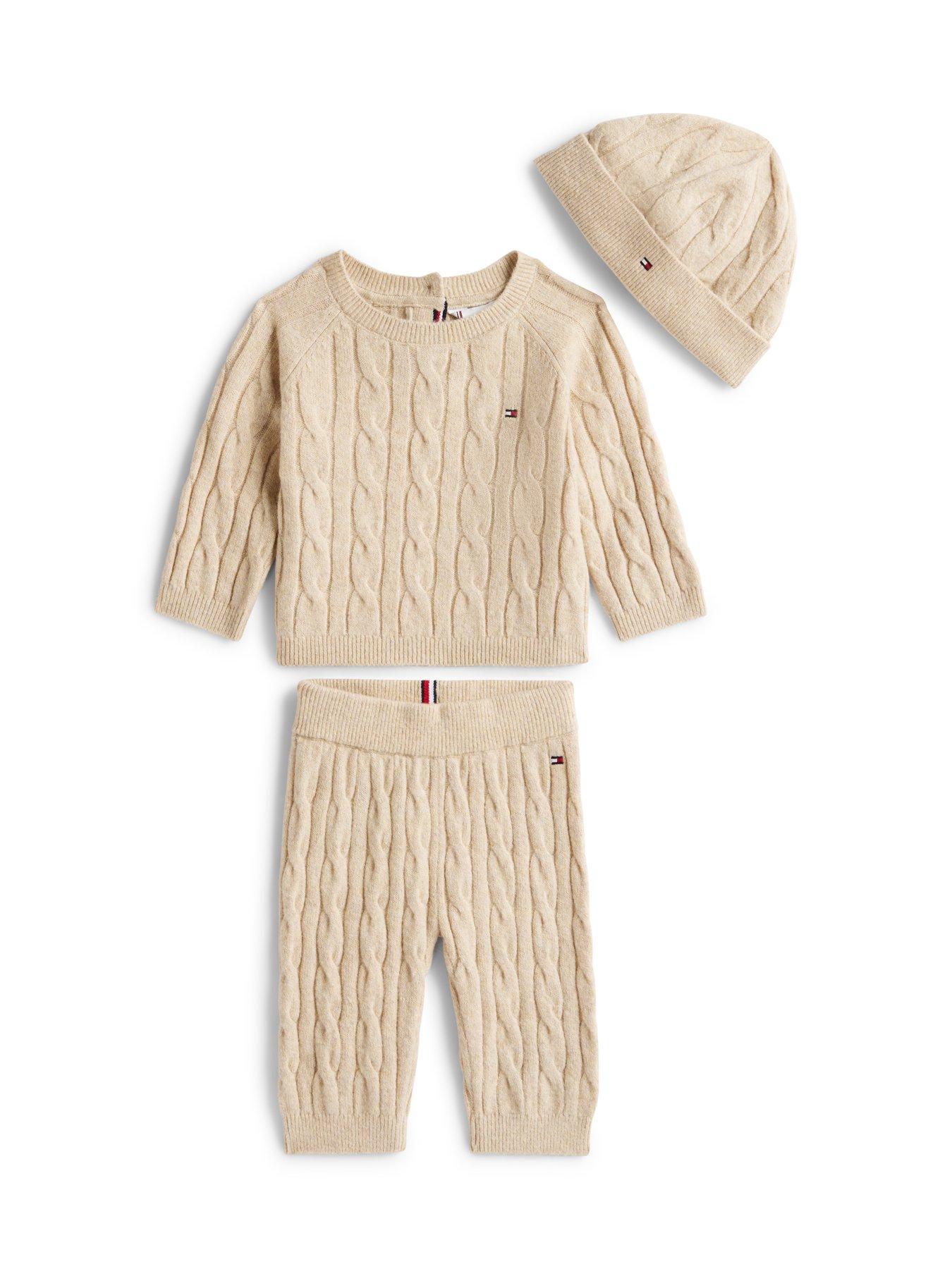Tommy Hilfiger Baby Cable Sweater Beanie Giftbox - Beige