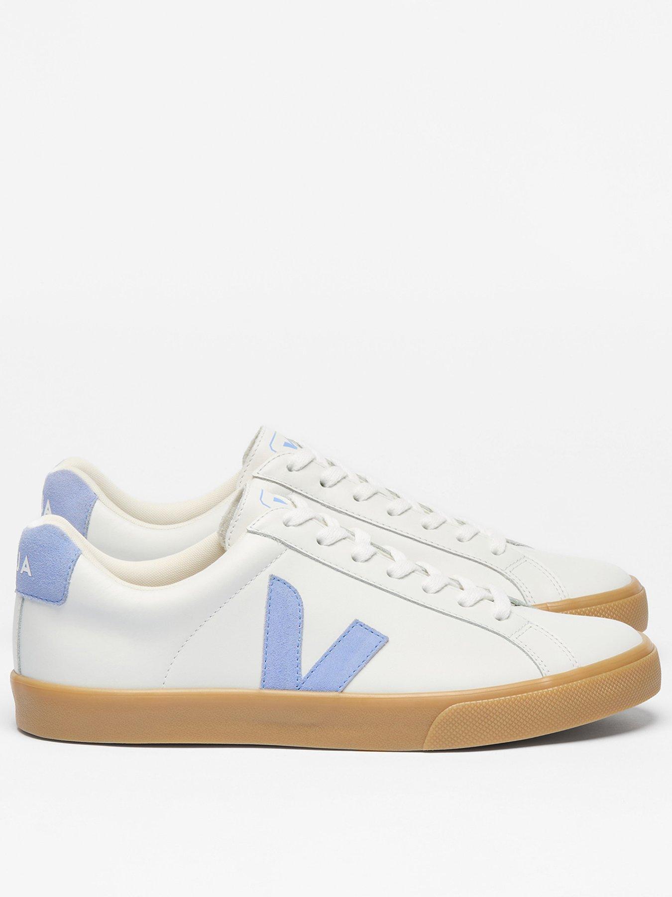 Veja Womens Esplar Logo Leather Trainer- Blue/White