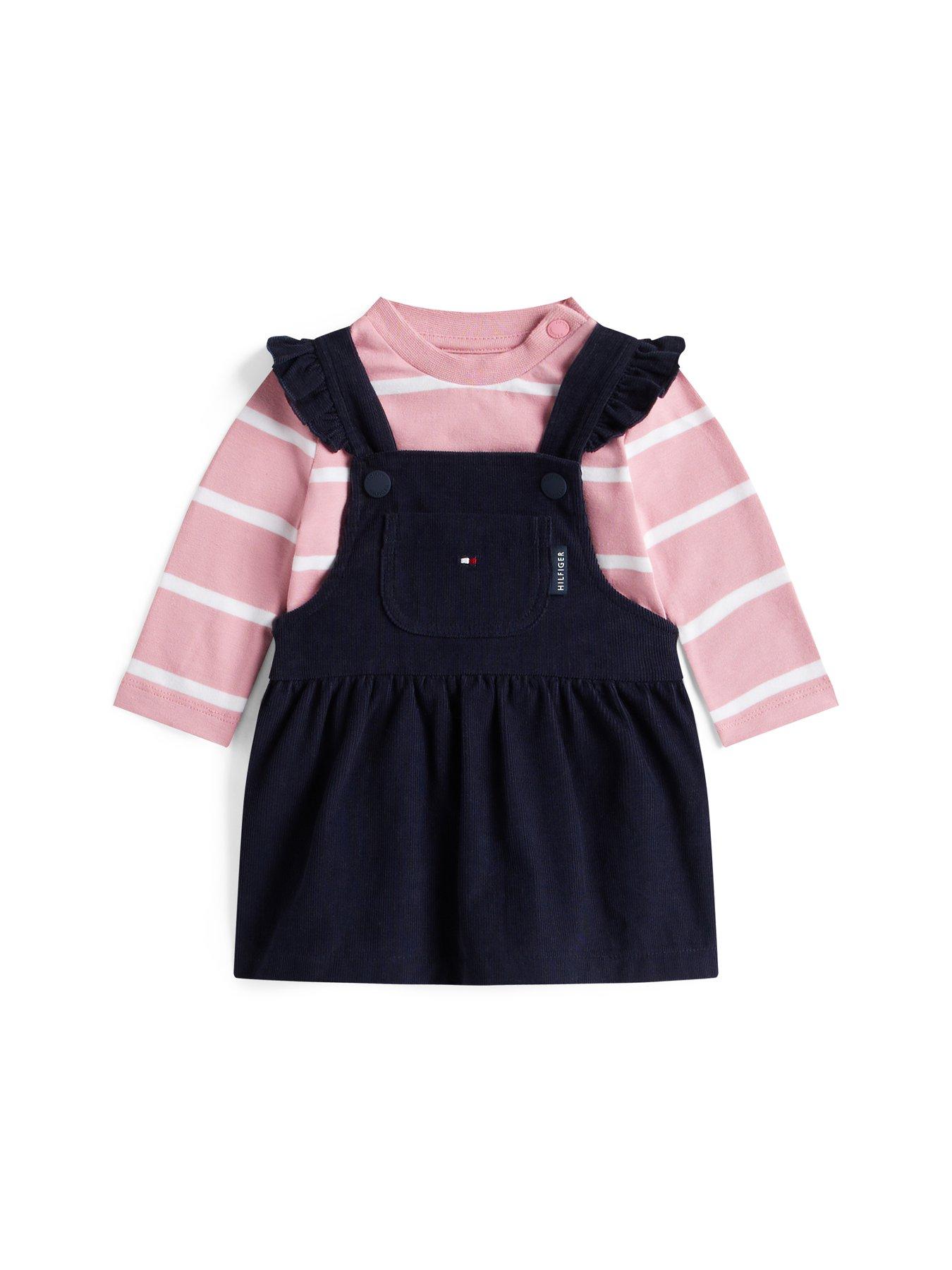 Tommy Hilfiger Baby Girls Baby Cord Dungaree Dress Set - Navy