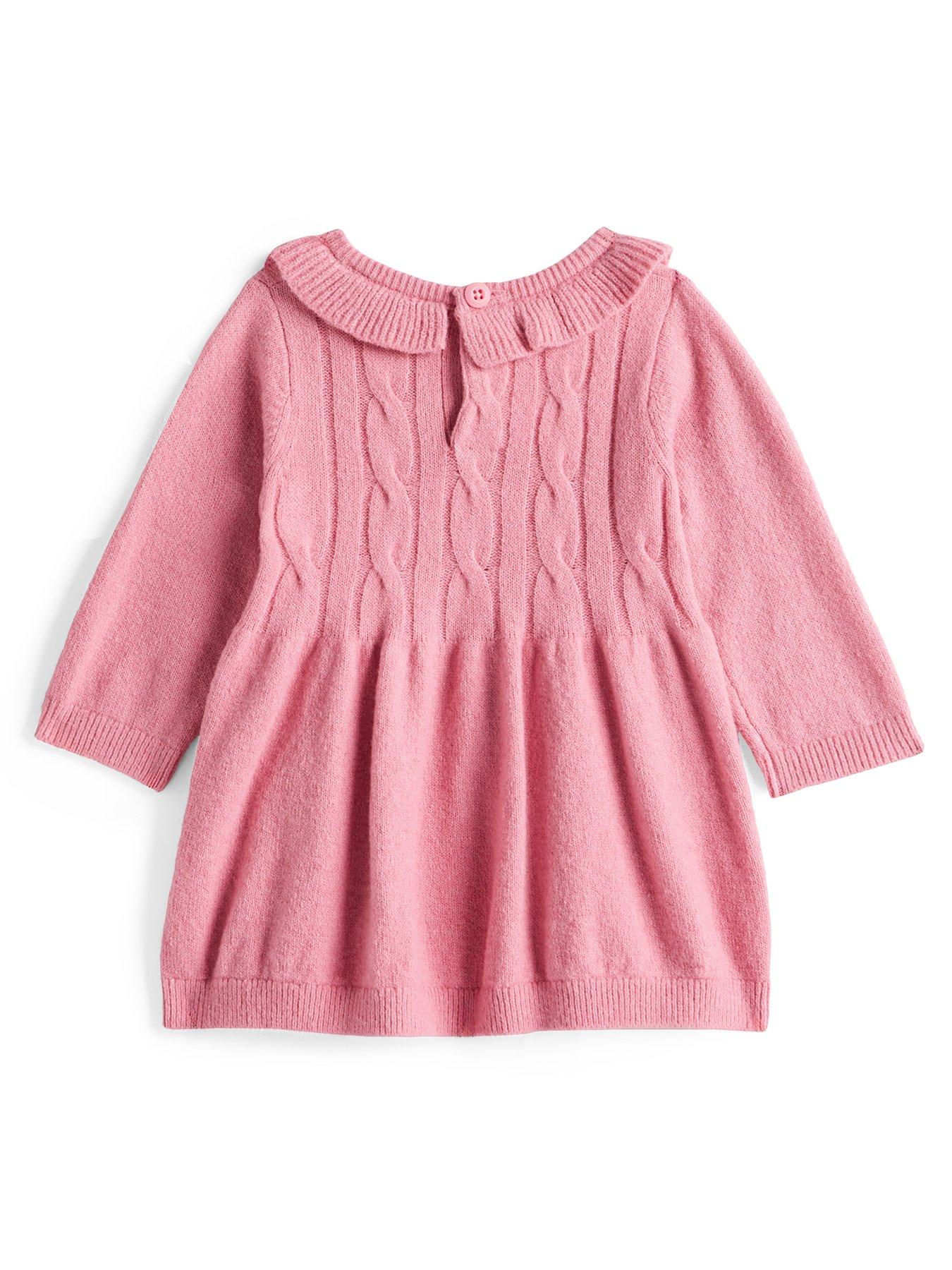 Image 2 of 2 of Tommy Hilfiger Baby Girls Long Sleeve Cable Sweater Dress - Pink