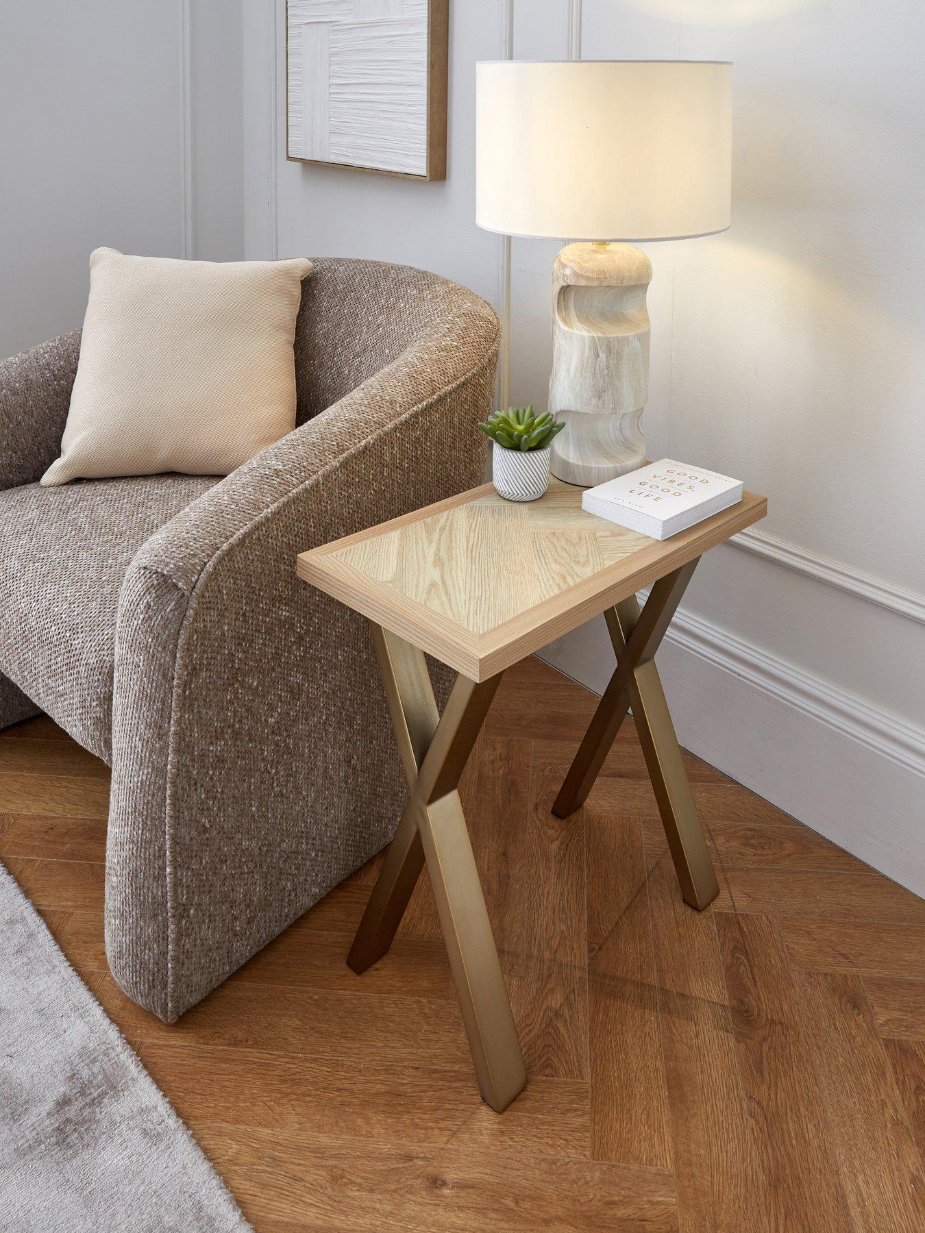 Very Home Kaia Sofa Side Table - Brass/Light Oak - FSC® Certified