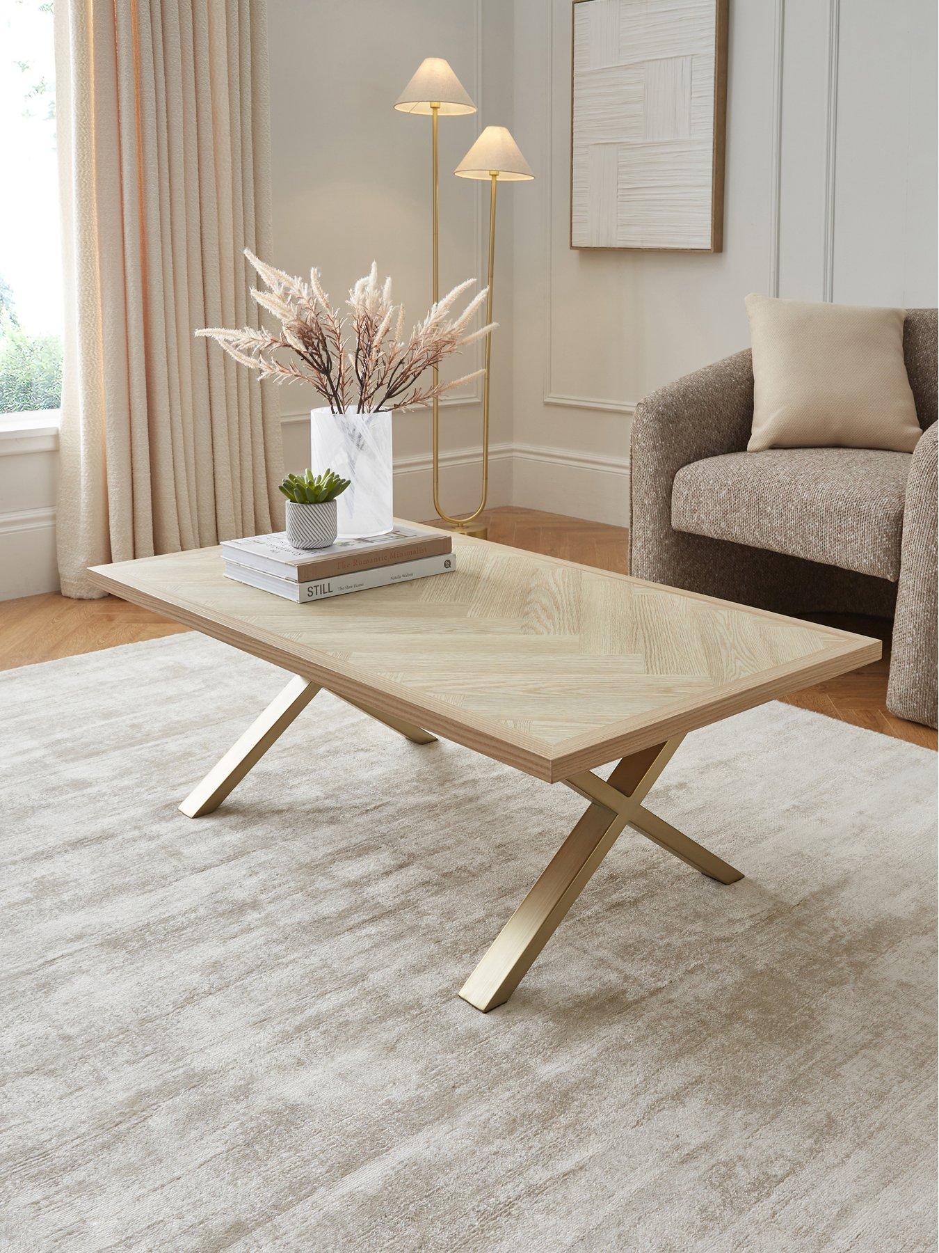 Image 1 of 6 of The Very Collection Kaia Coffee Table - Brass/Light Oak&nbsp;- FSC&reg; Certified