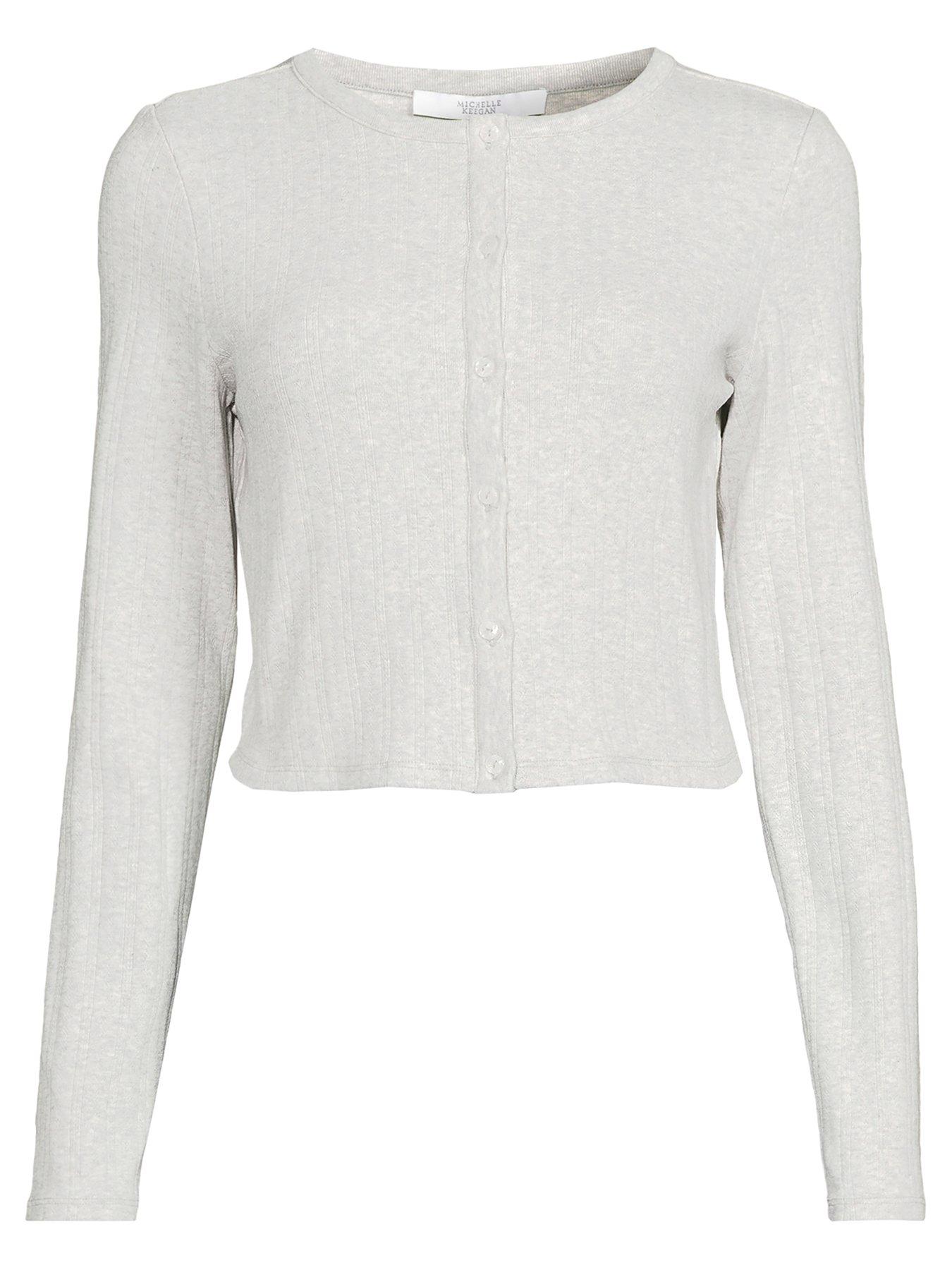 michelle-keegan-co-ord-pointellenbspbutton-through-cardigan-greydetail